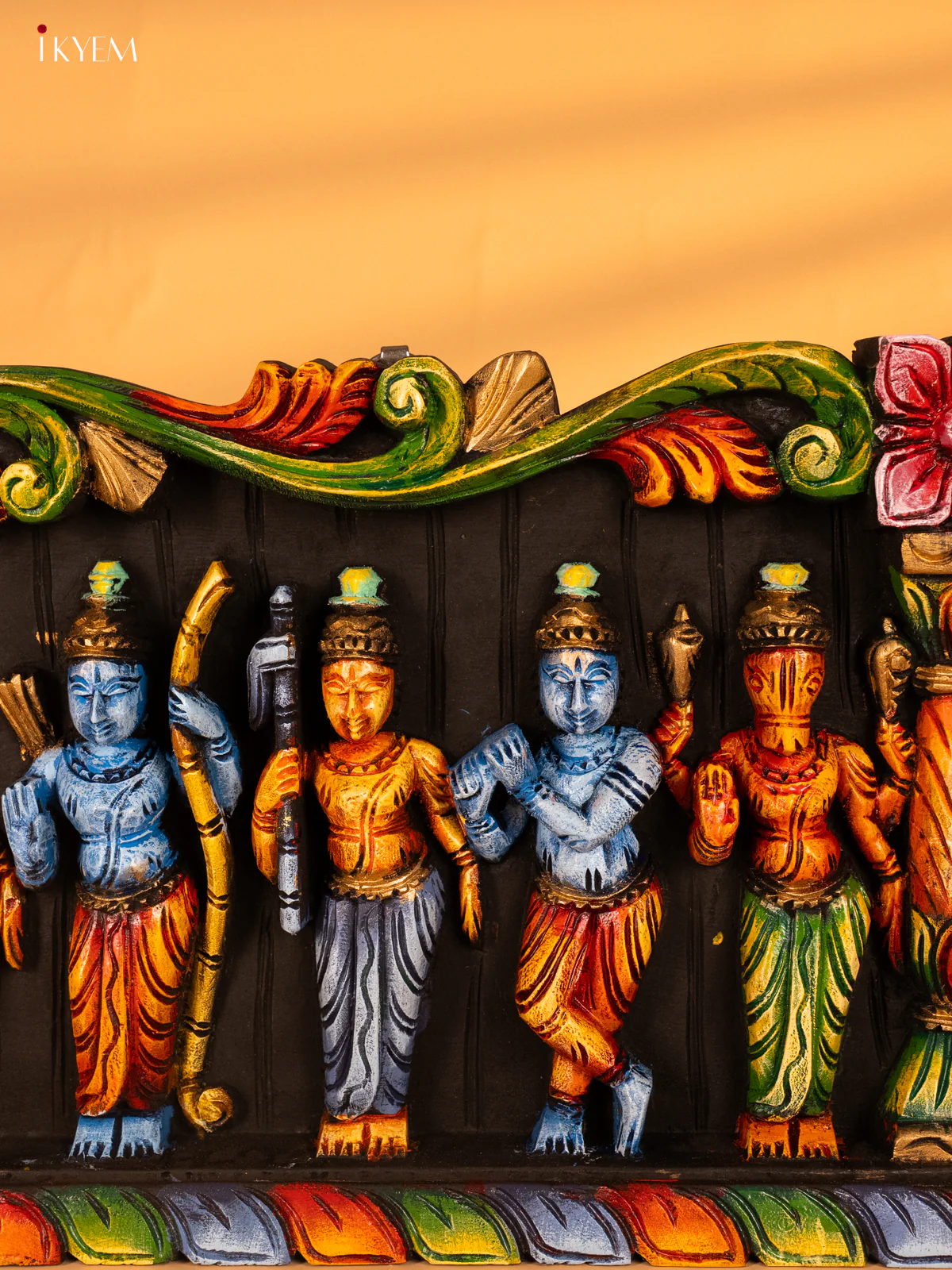 Wooden Hand Painted Carved Dasavatharam Panel - KH14173 - Image 4
