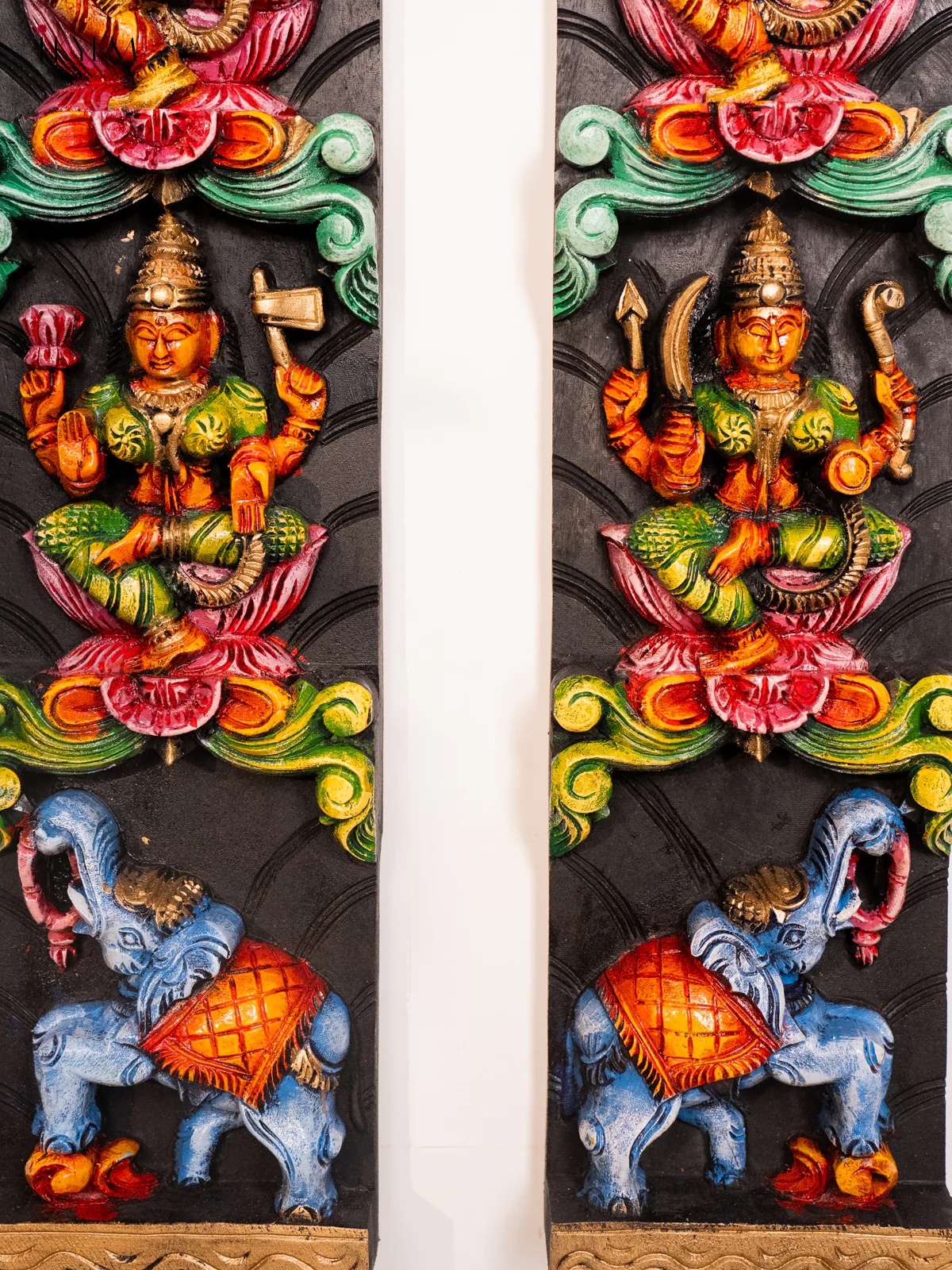 Wooden Hand Painted Carved Ashtalakshmi Panel Set - KH14176 - Image 5