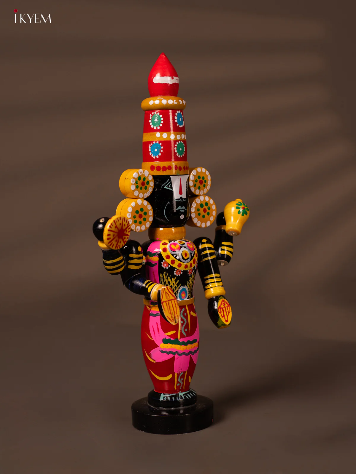 Wooden Kondapalli Hand Painted Lord Venkateswara idol - 12 Inches - Red - KH18126 - Image 2