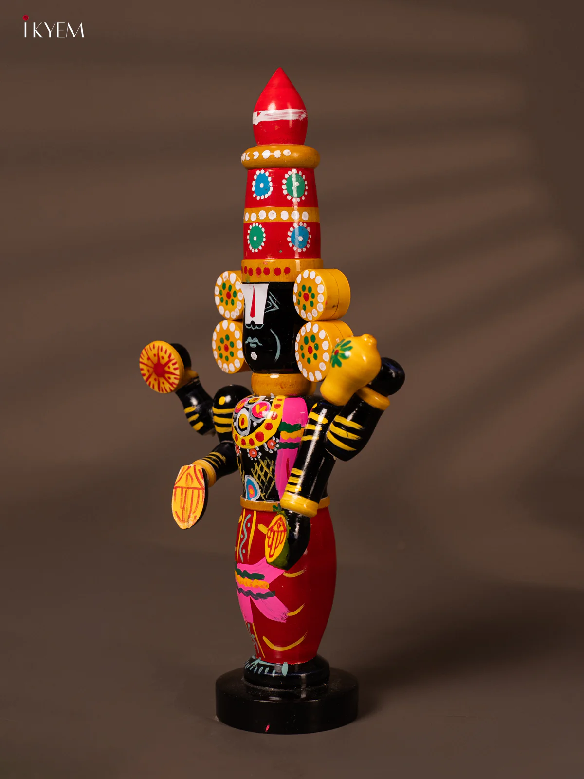Wooden Kondapalli Hand Painted Lord Venkateswara idol - 12 Inches - Red - KH18126 - Image 3