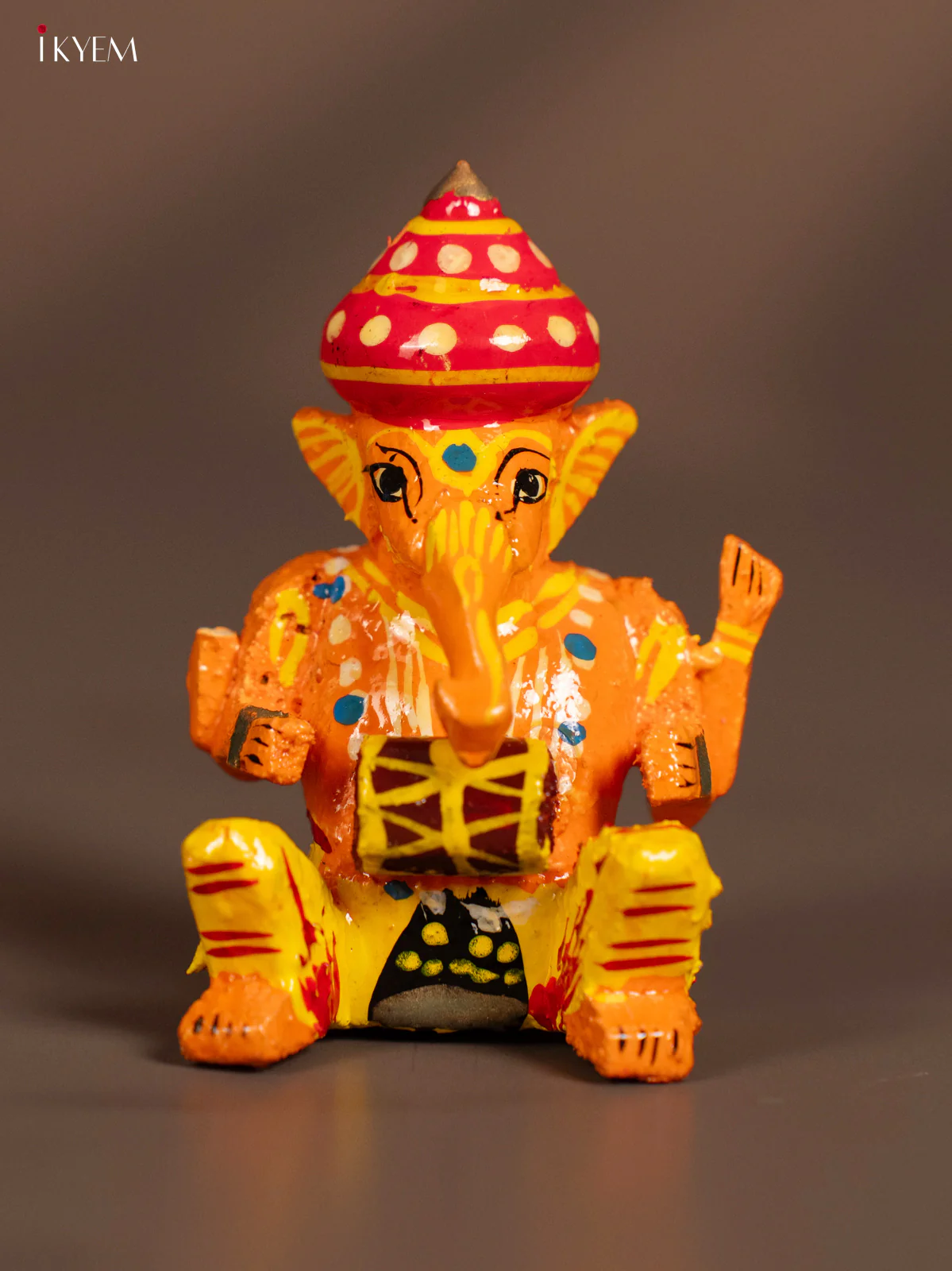 Wooden Kondapalli Hand Painted Set of 6 Small Sitting Musical Ganesh - KH18133 - Image 4