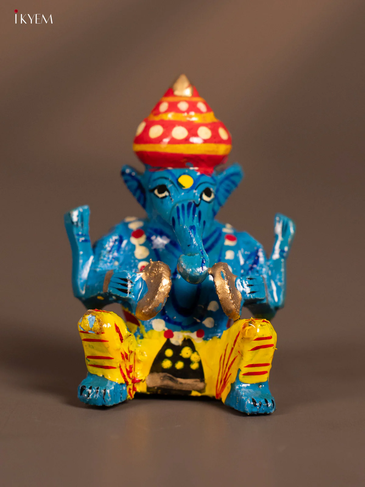 Wooden Kondapalli Hand Painted Set of 6 Small Sitting Musical Ganesh - KH18133 - Image 5
