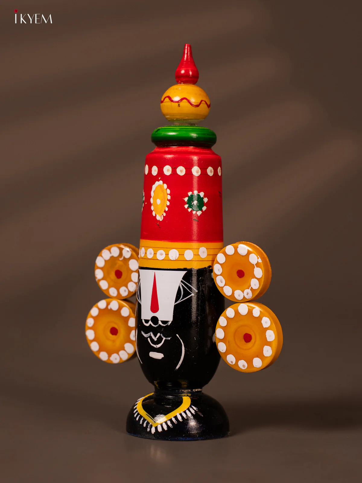 Wooden Kondapalli Hand Painted Lord Balaji Face - 8 Inches - Red - KH18139 - Image 3