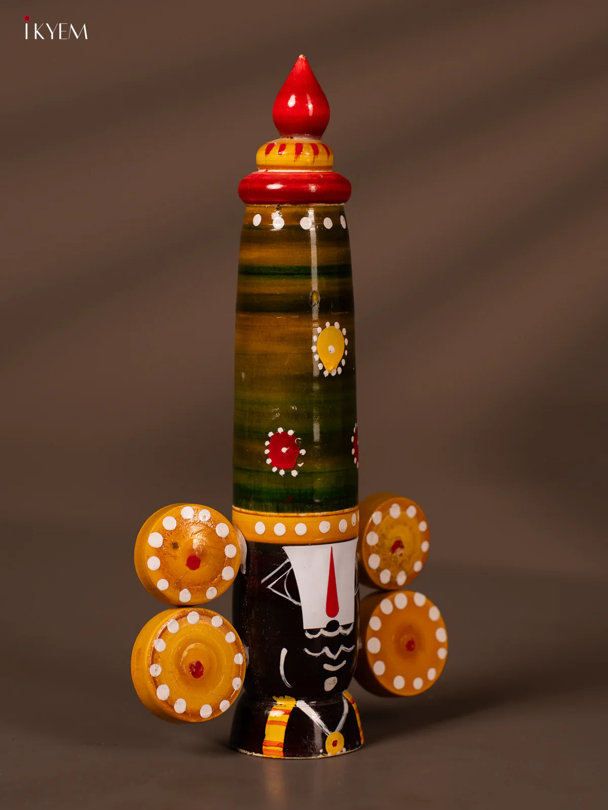 Wooden Kondapalli Hand Painted Lord Balaji Face - 8 Inches - Green - KH18146 - Image 2