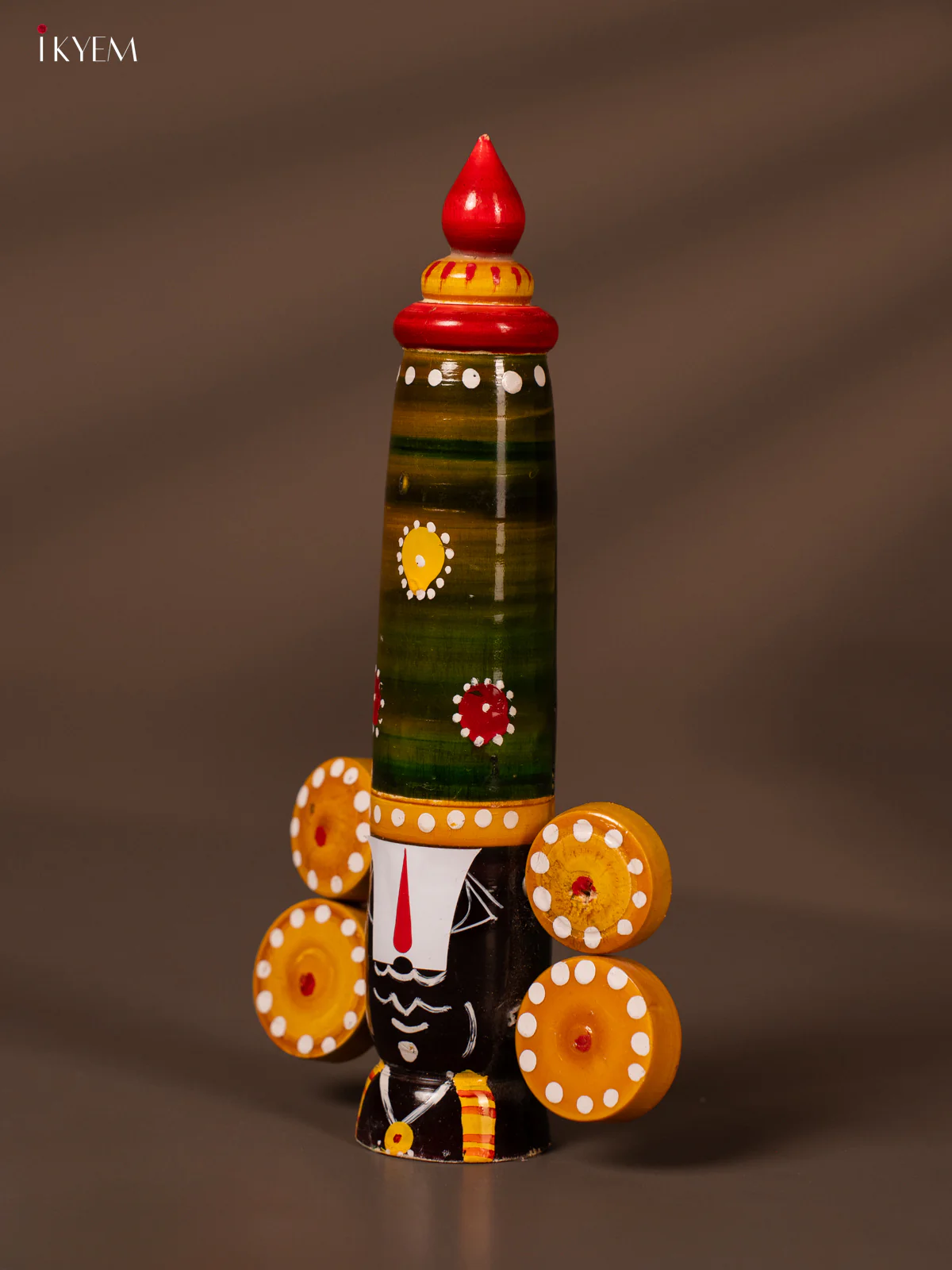 Wooden Kondapalli Hand Painted Lord Balaji Face - 8 Inches - Green - KH18146 - Image 3