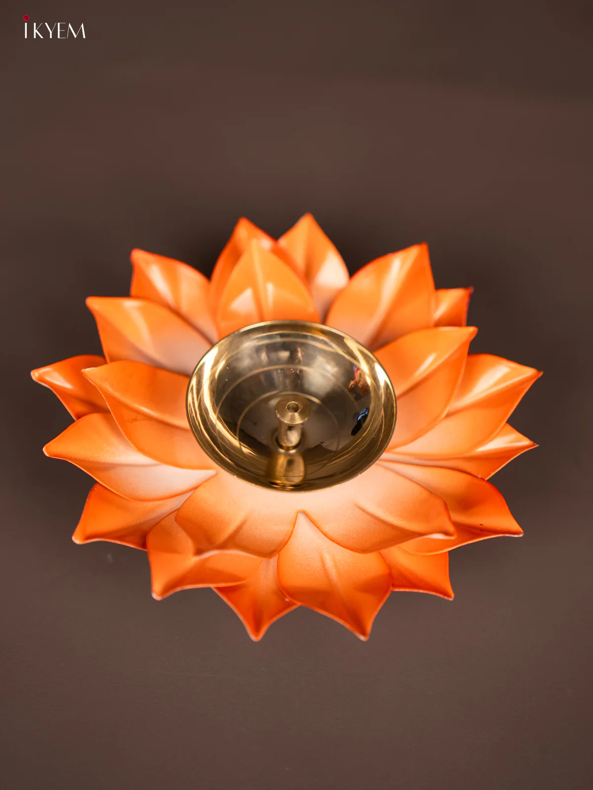 Brass Lotus Diya - Orange - 6-Inches- KH20115 - Image 3