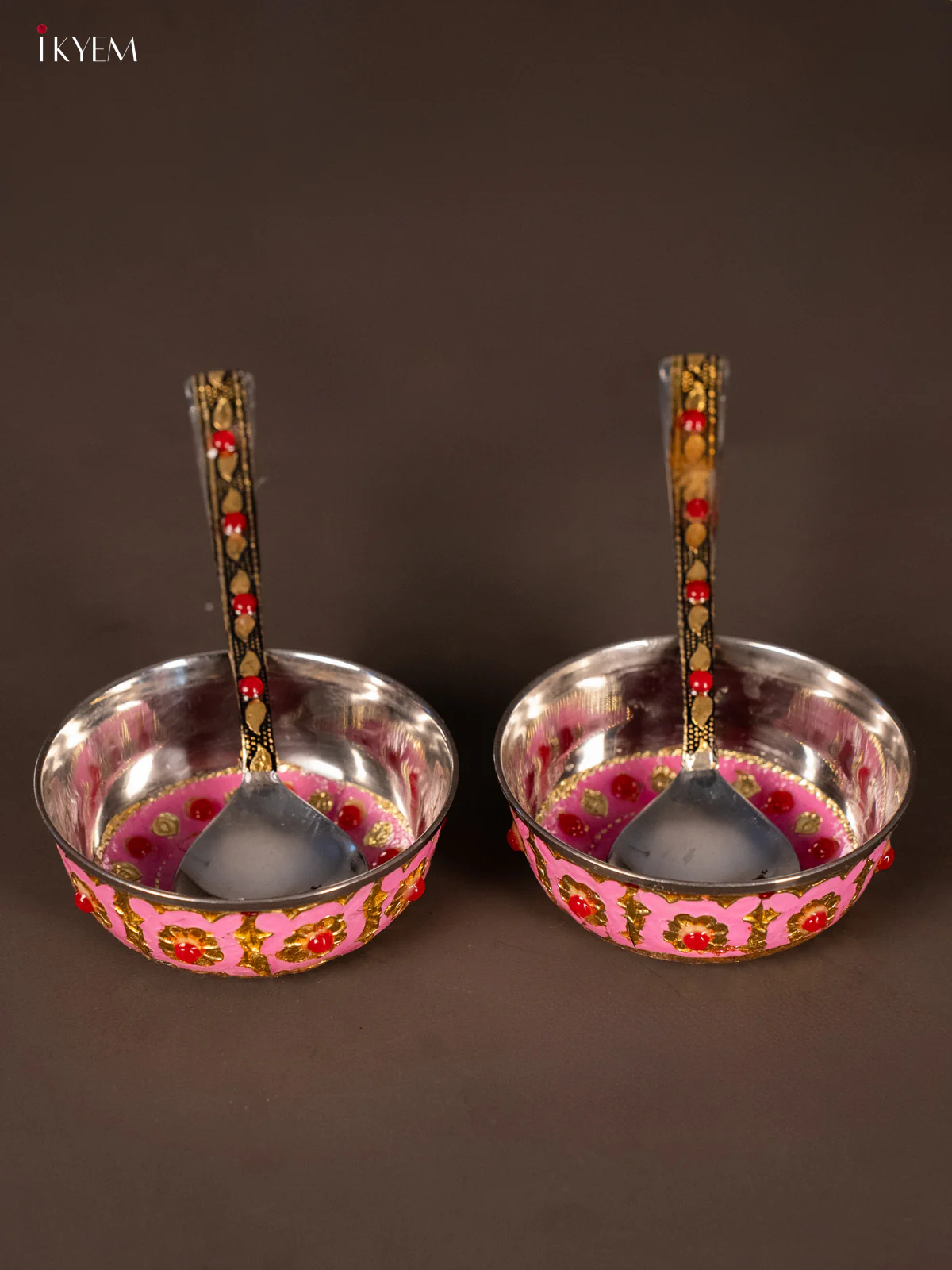 Meenakari Pooja Thali Set - Pink - (10.5×10.5) Inches- KH21212 - Image 5