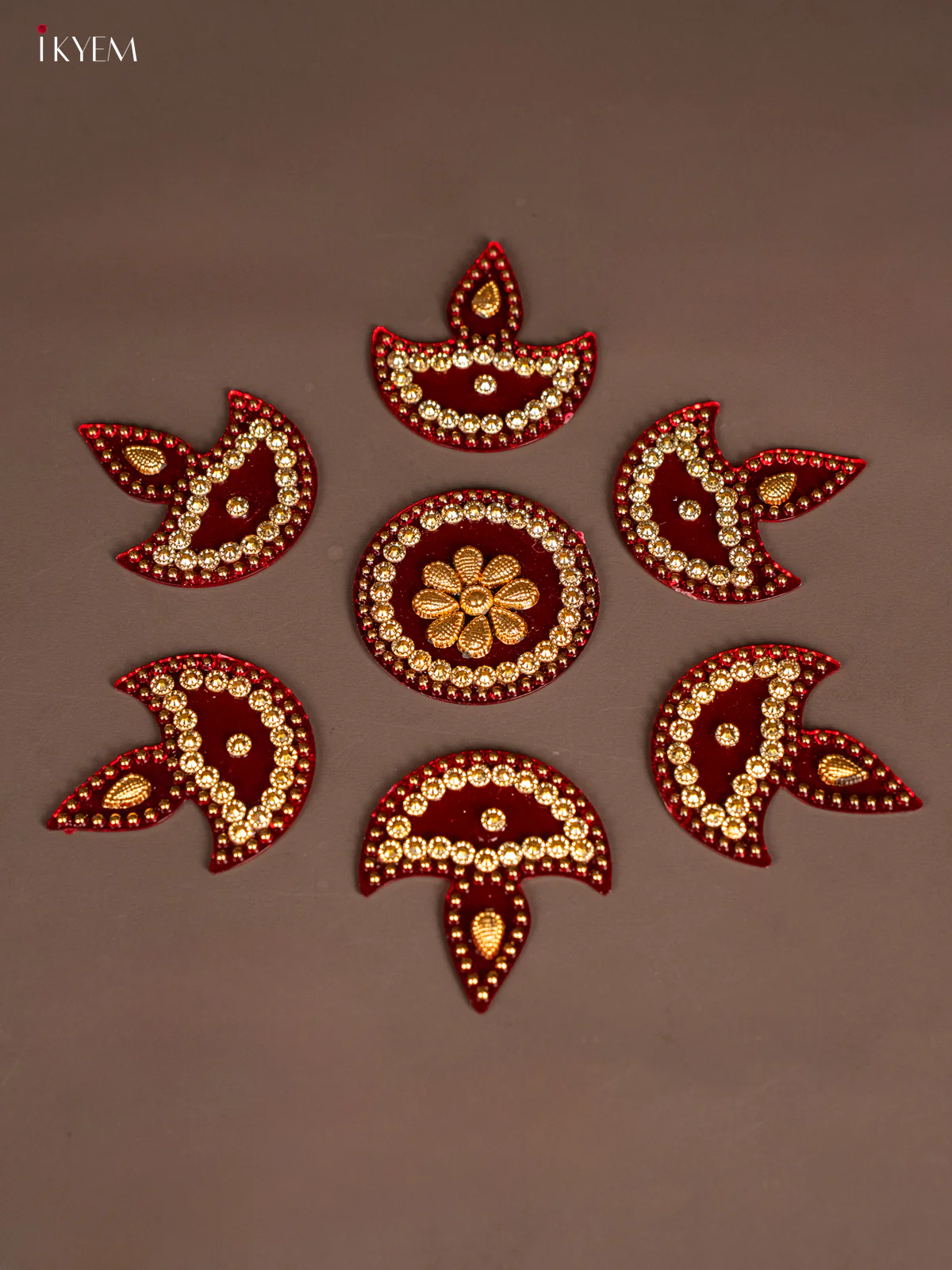 Plastic Mini Rangoli - Diya - Red - KH21240 - Image 2