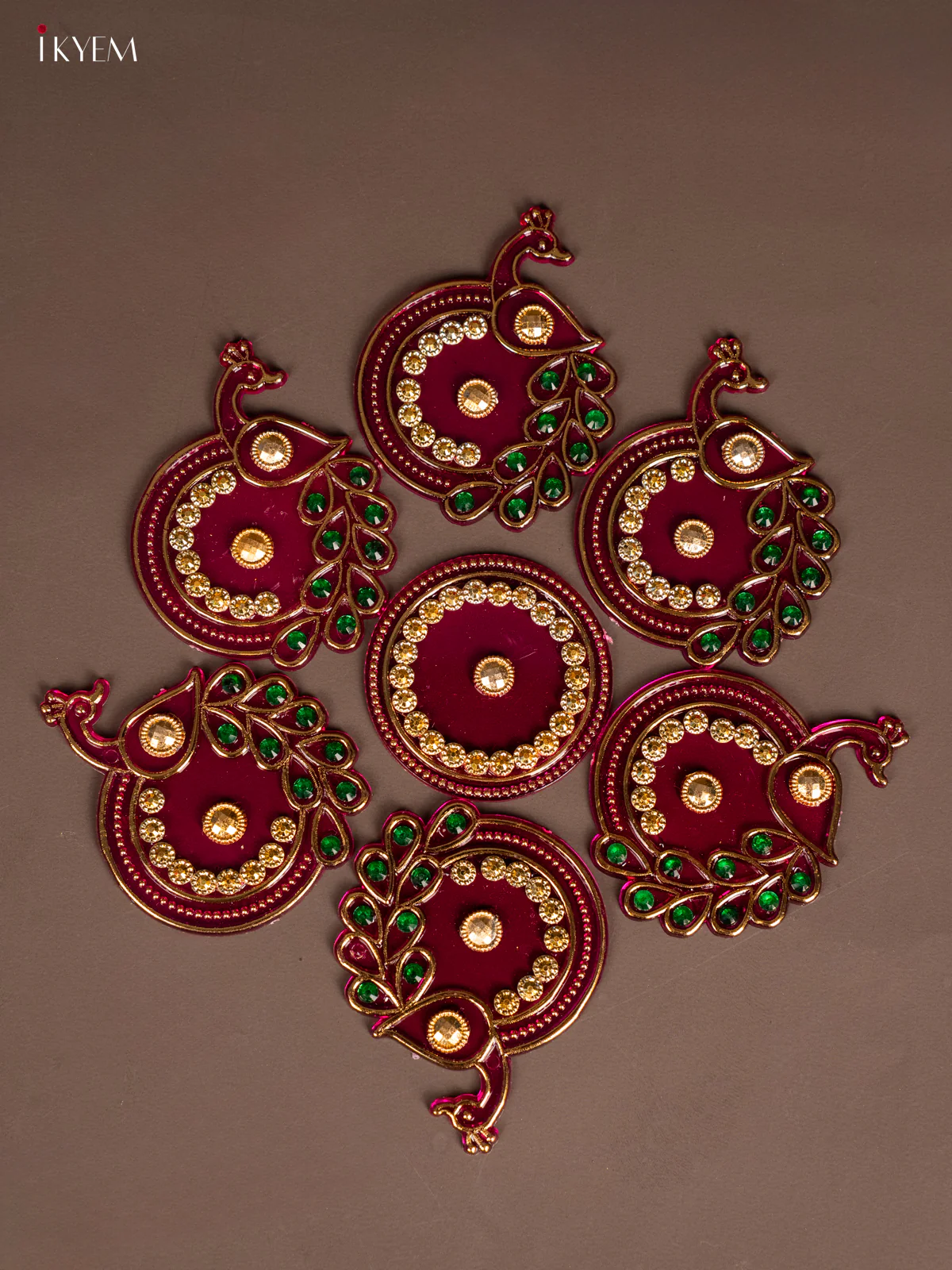 Plastic Mini Rangoli - Peacock - Pink - KH21242
