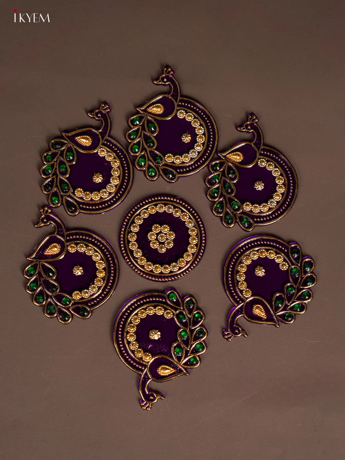 Plastic Mini Rangoli - Peacock - Purple - KH21243