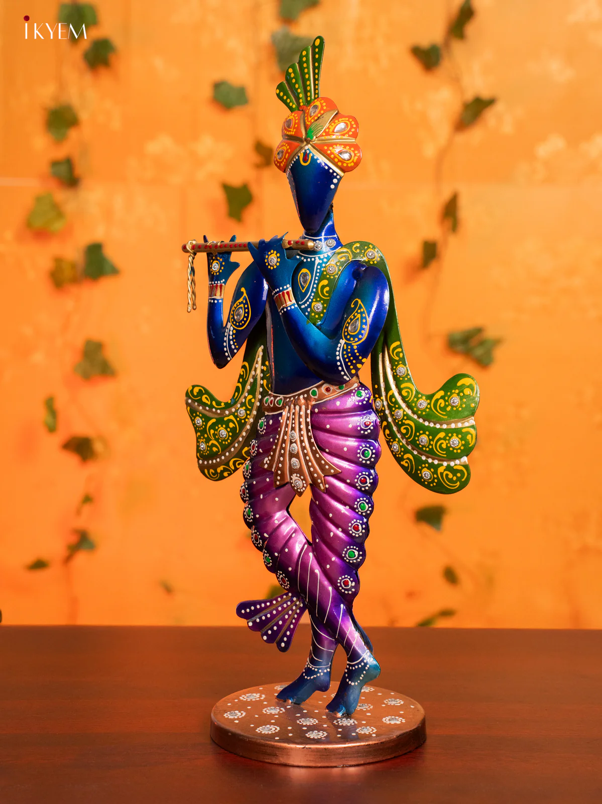 Metal Hand Painted Decor Krishna - 16.5 Inches- KH21259 - Image 4