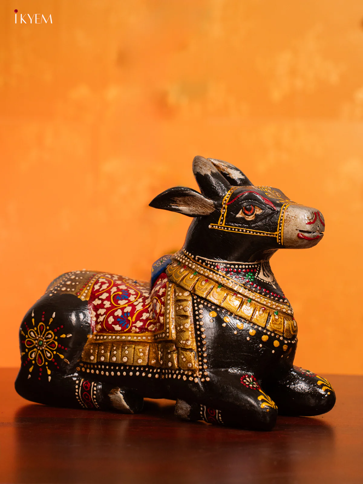 Wooden Hand Painted Nandi - KH21263 - Image 2