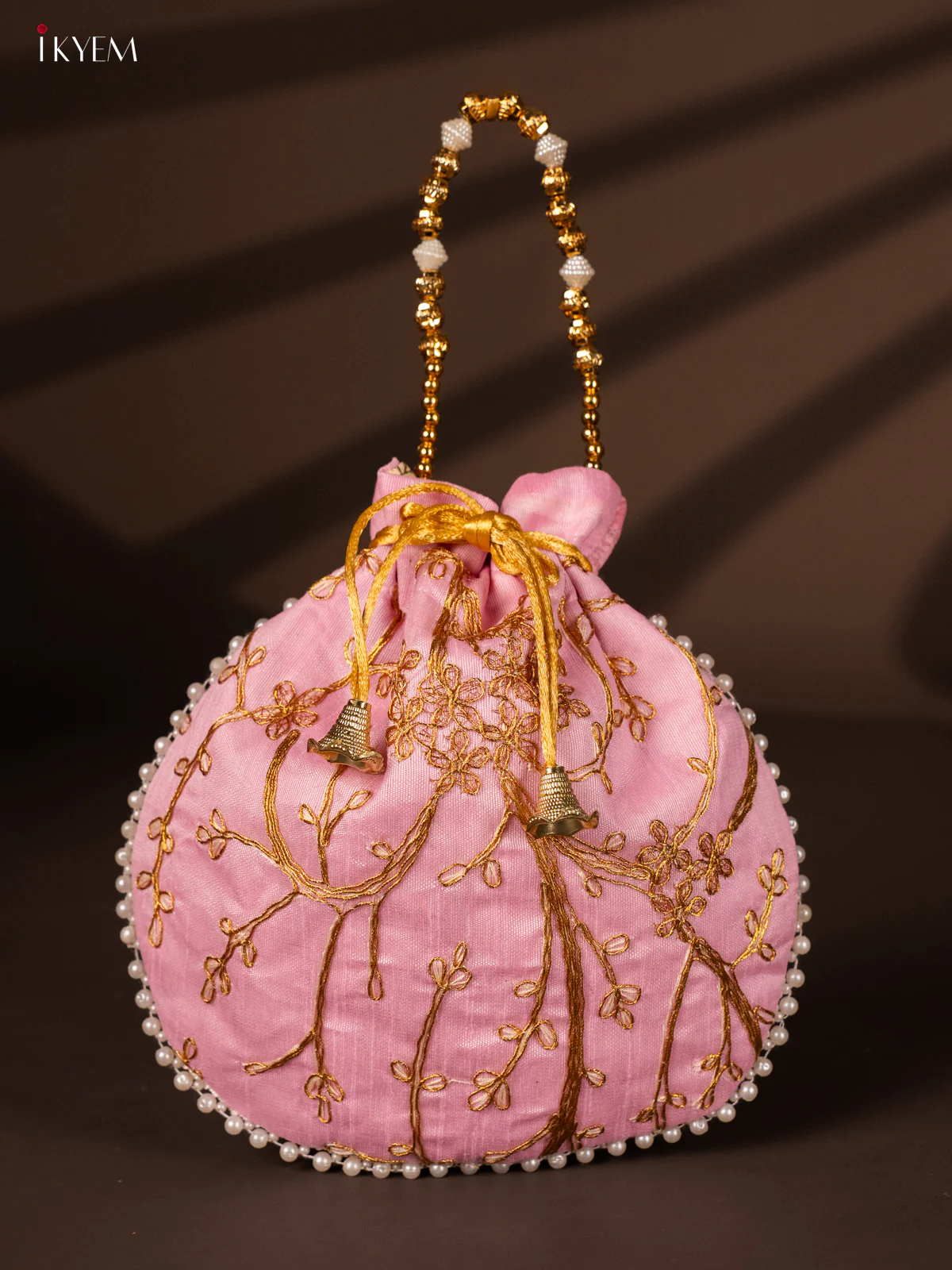 Designer Embroidered Potli Bag - Baby Pink - KH22135