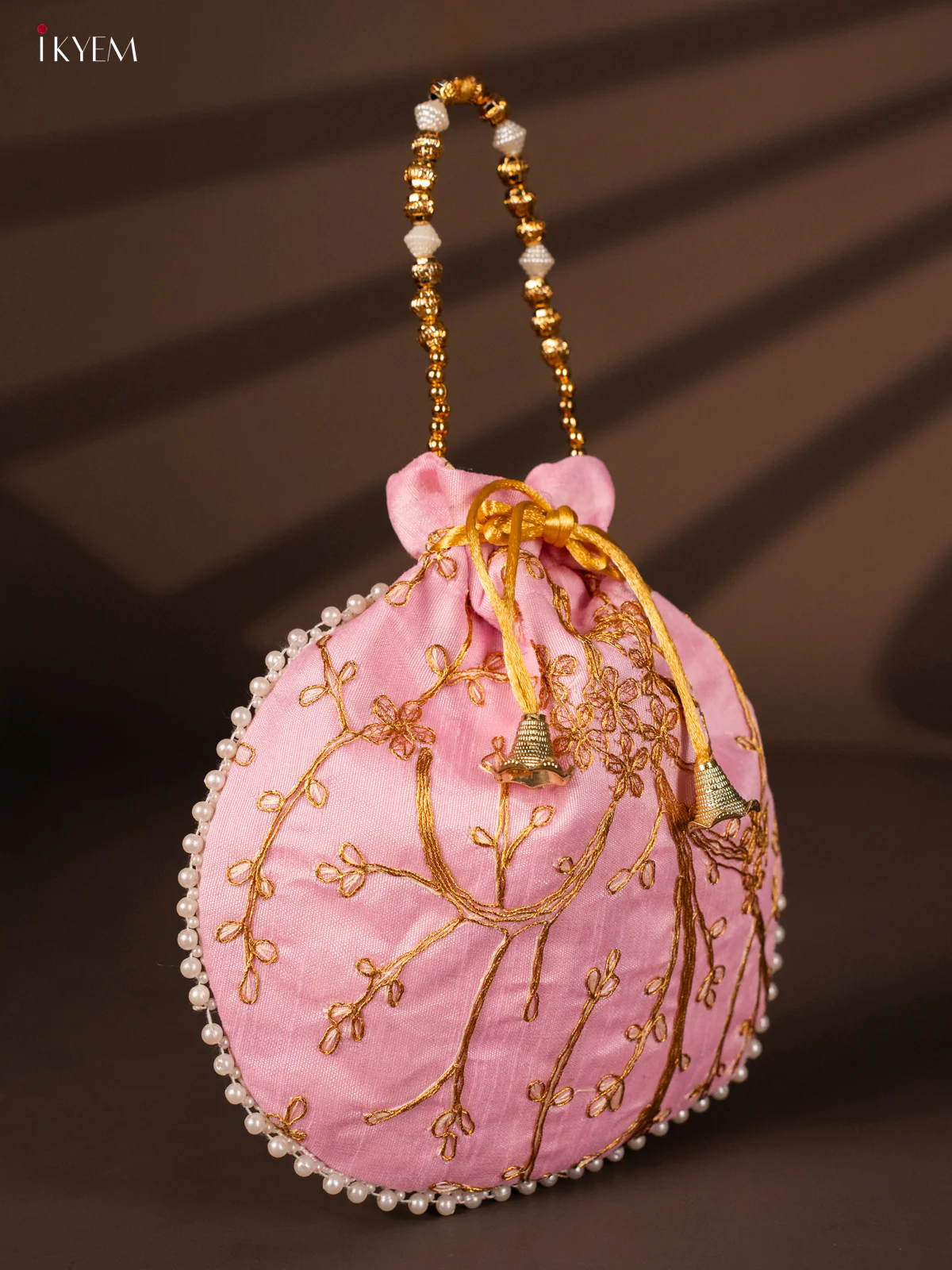 Designer Embroidered Potli Bag - Baby Pink - KH22135 - Image 2