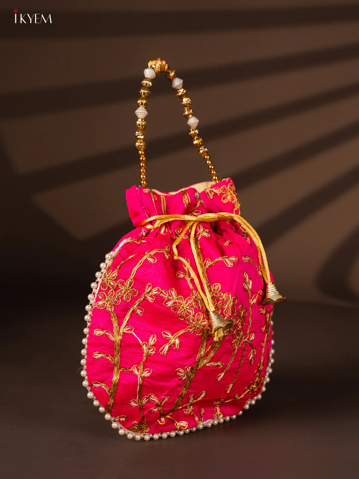 Designer Embroidered Potli Bag - Pink - KH22136 - Image 2