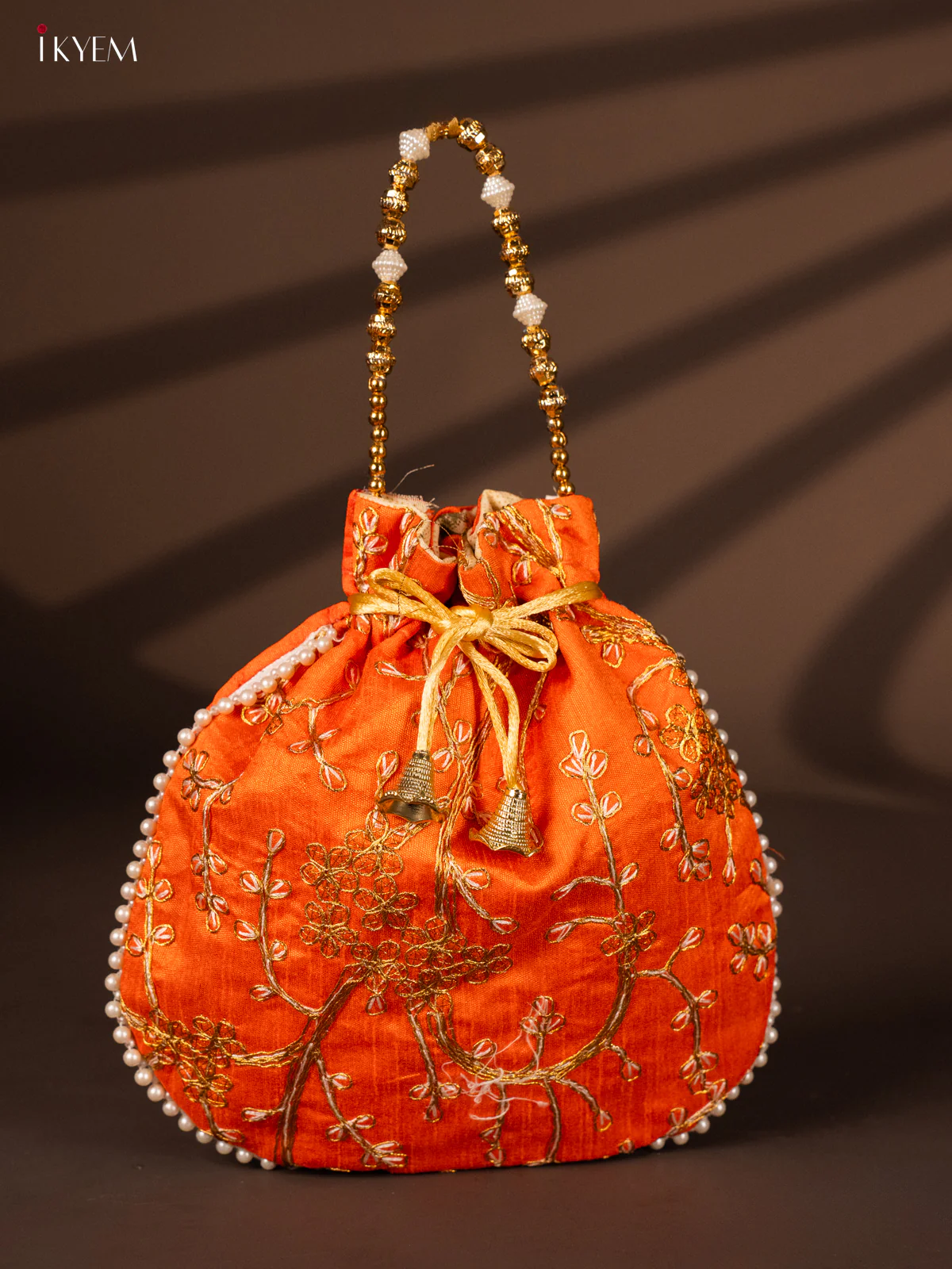 Designer Embroidered Potli Bag - Orange - KH22137