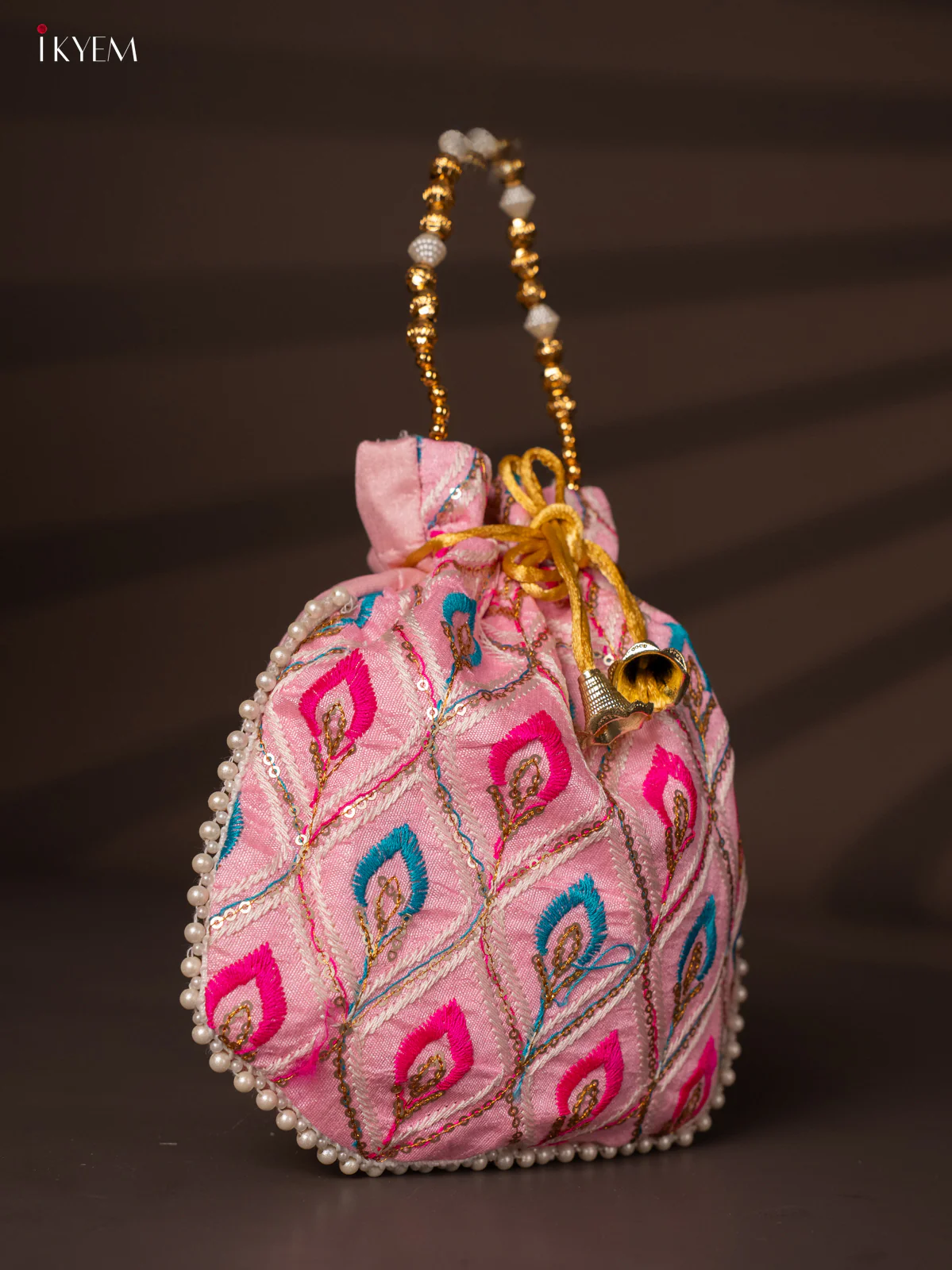 Multicolour Designer Embroidered Potli Bag - Pink - KH22140 - Image 2