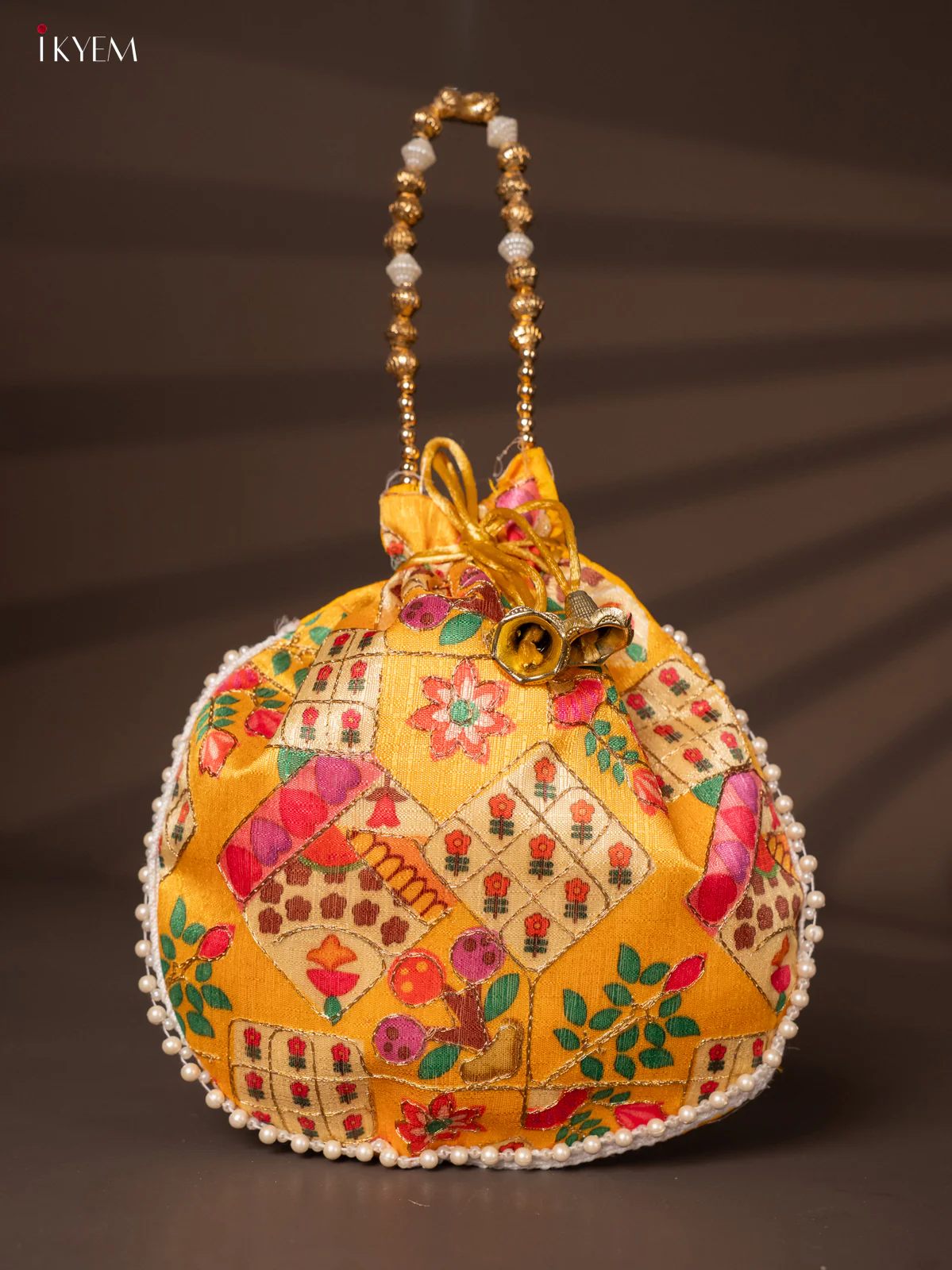 Embroidered Potli Bag - Yellow - KH22149
