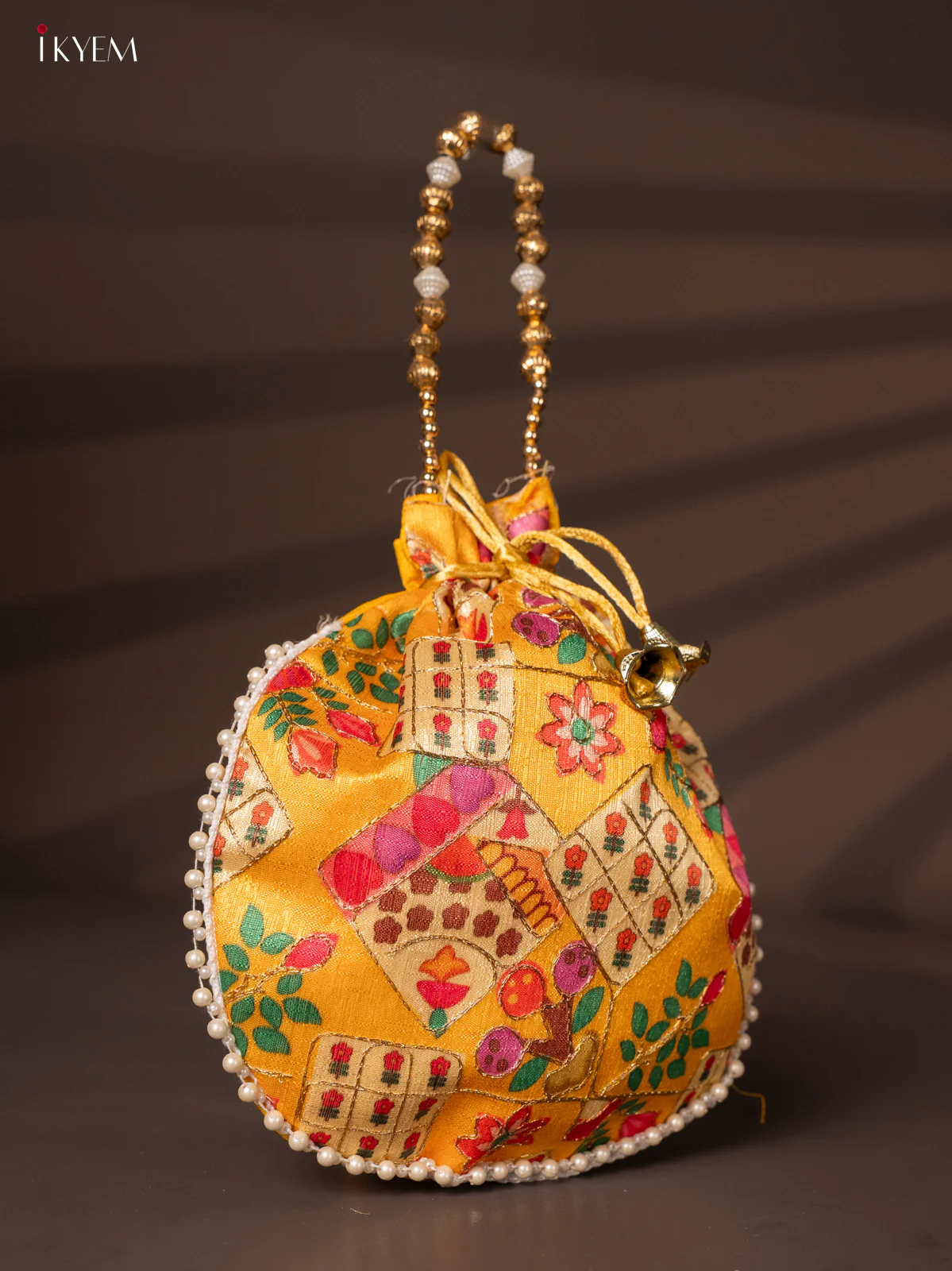 Embroidered Potli Bag - Yellow - KH22149 - Image 2