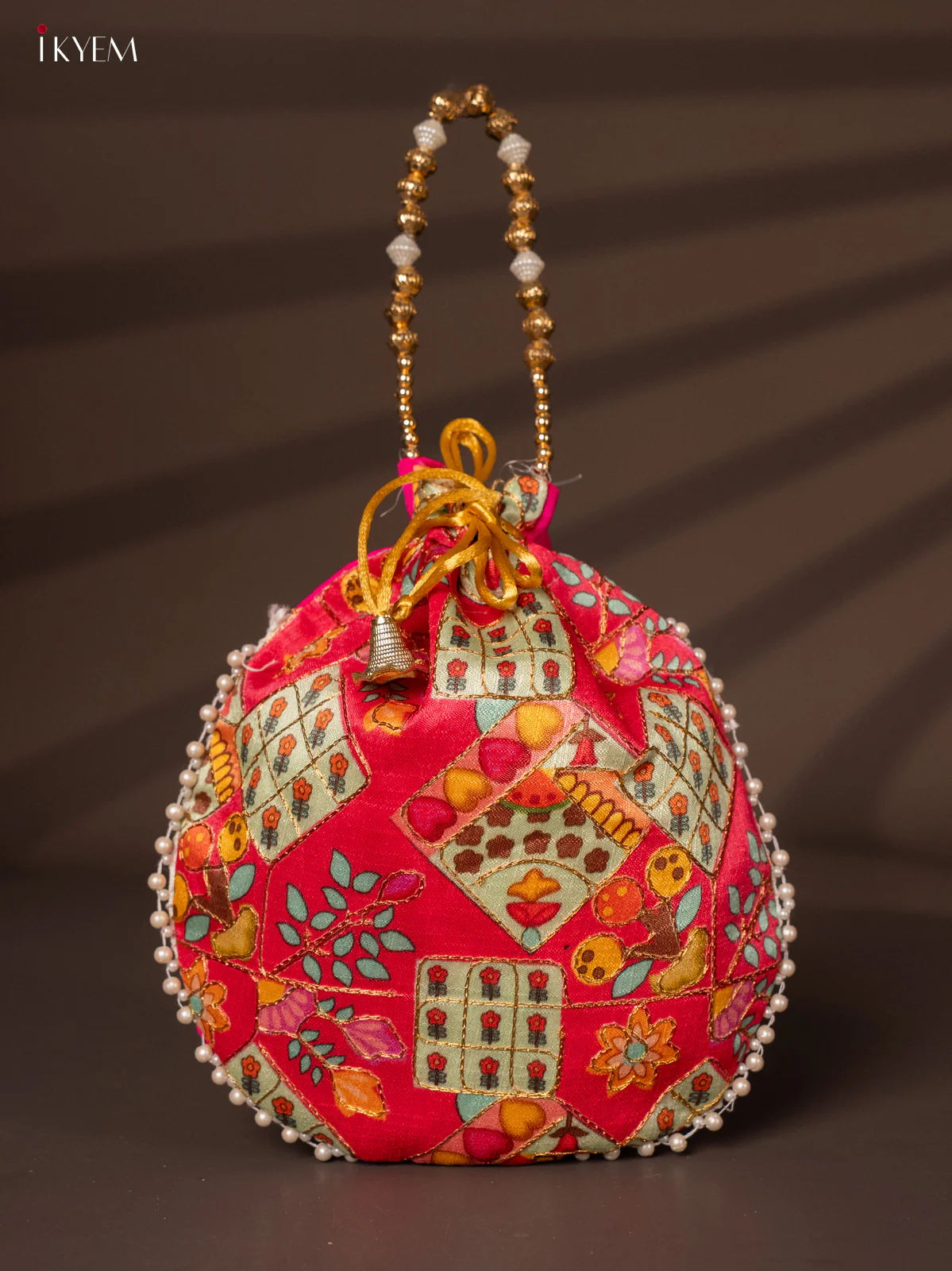 Embroidered Potli Bag - Pink - KH22150