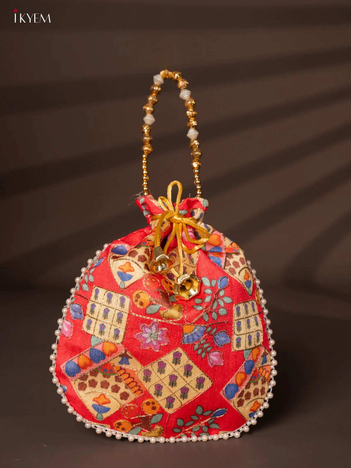Embroidered Potli Bag - Red - KH22151