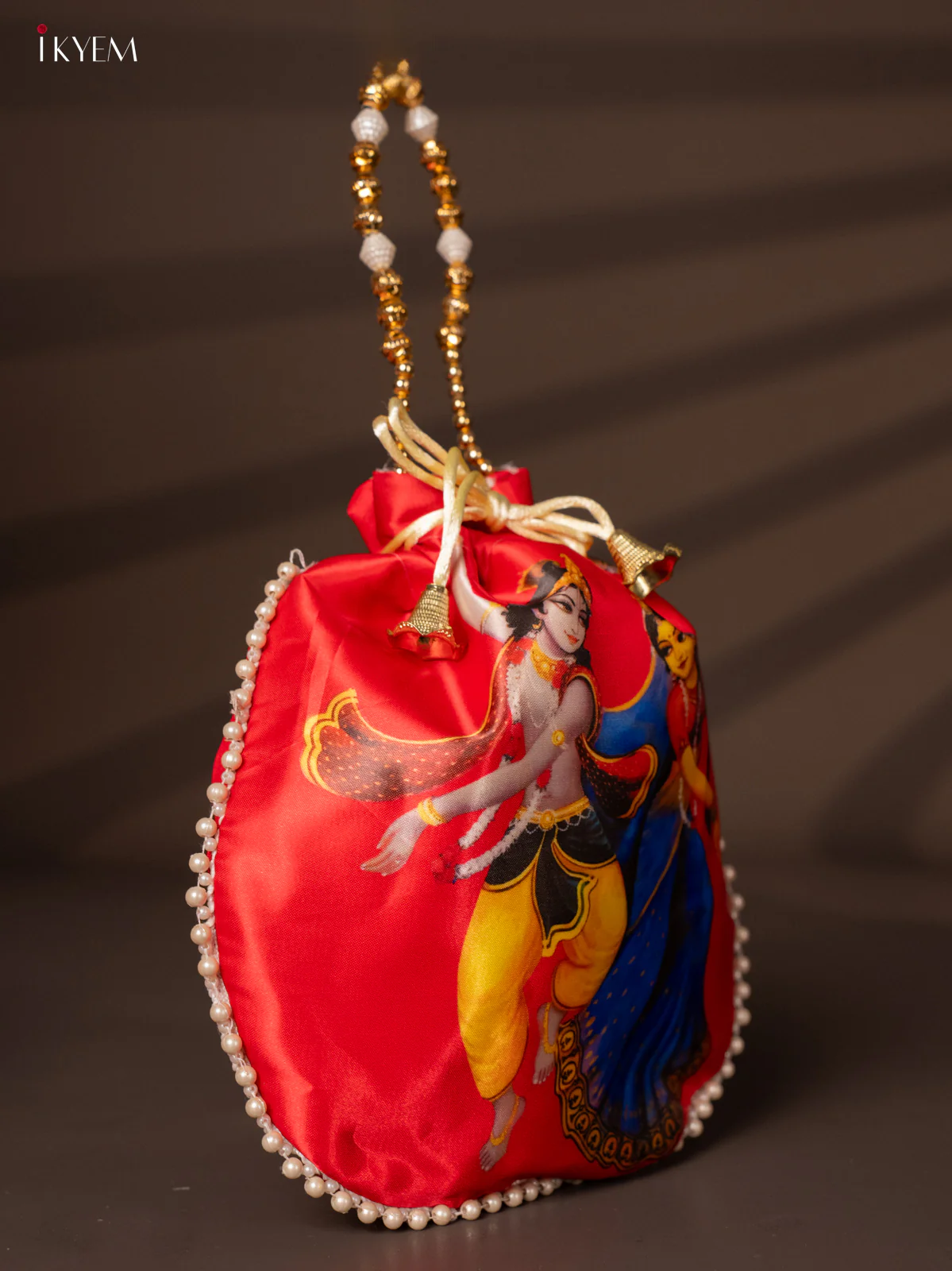 Radha Krishna Digital Printed Potli Bag - Red - KH22152 - Image 2