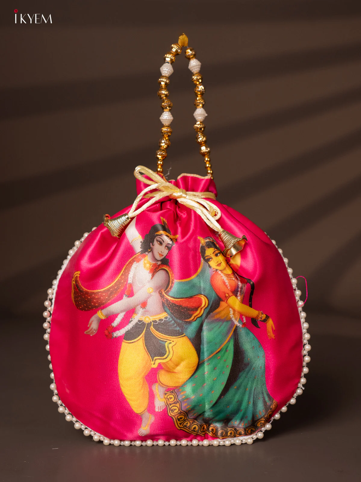 Radha Krishna Digital Printed Potli Bag - Pink - KH22153