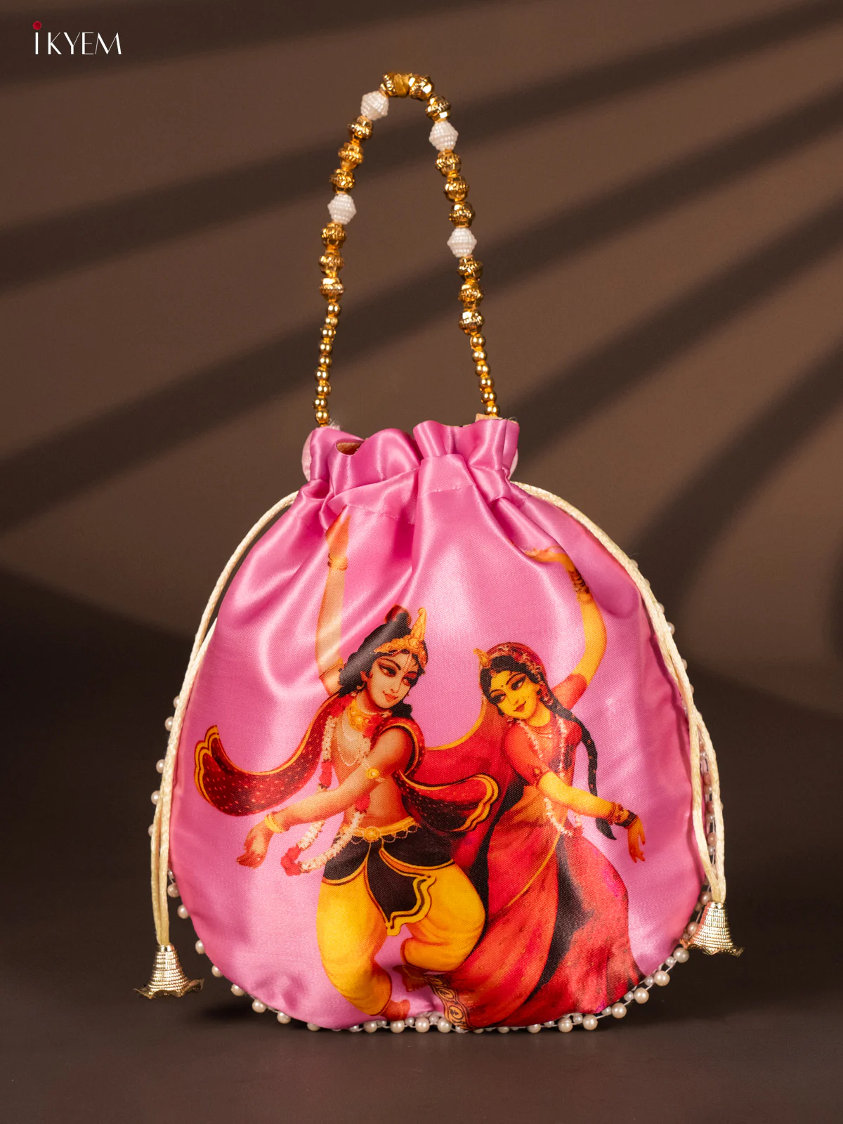 Radha Krishna Digital Printed Potli Bag - Baby Pink - KH22154