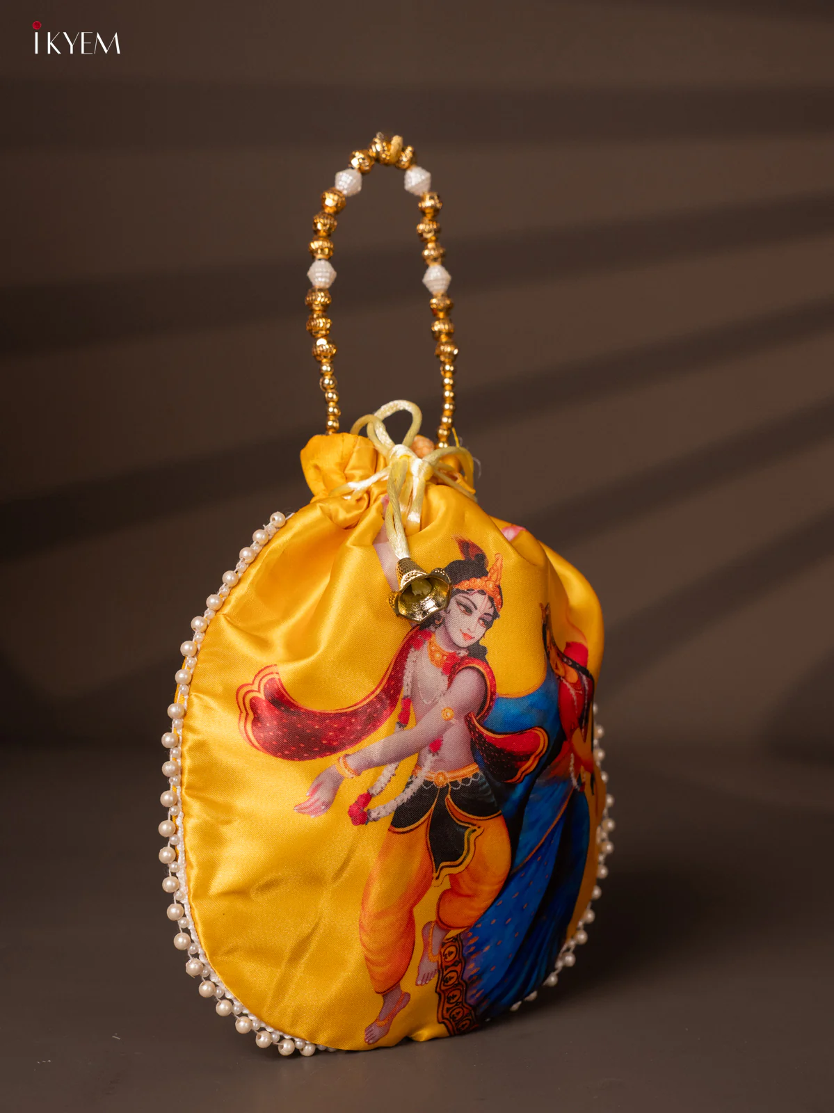 Radha Krishna Digital Printed Potli Bag - Yellow - KH22155 - Image 2