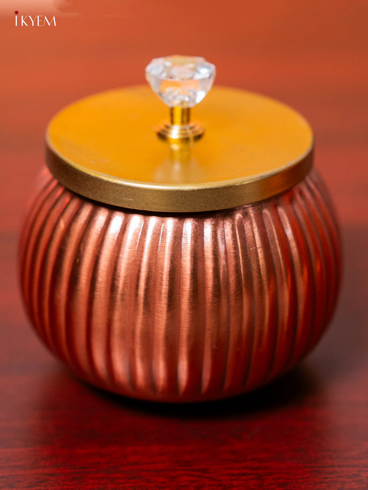 Circle Copper Dry Fruit Jar with Gold Lid - 4 Inch - KH25119