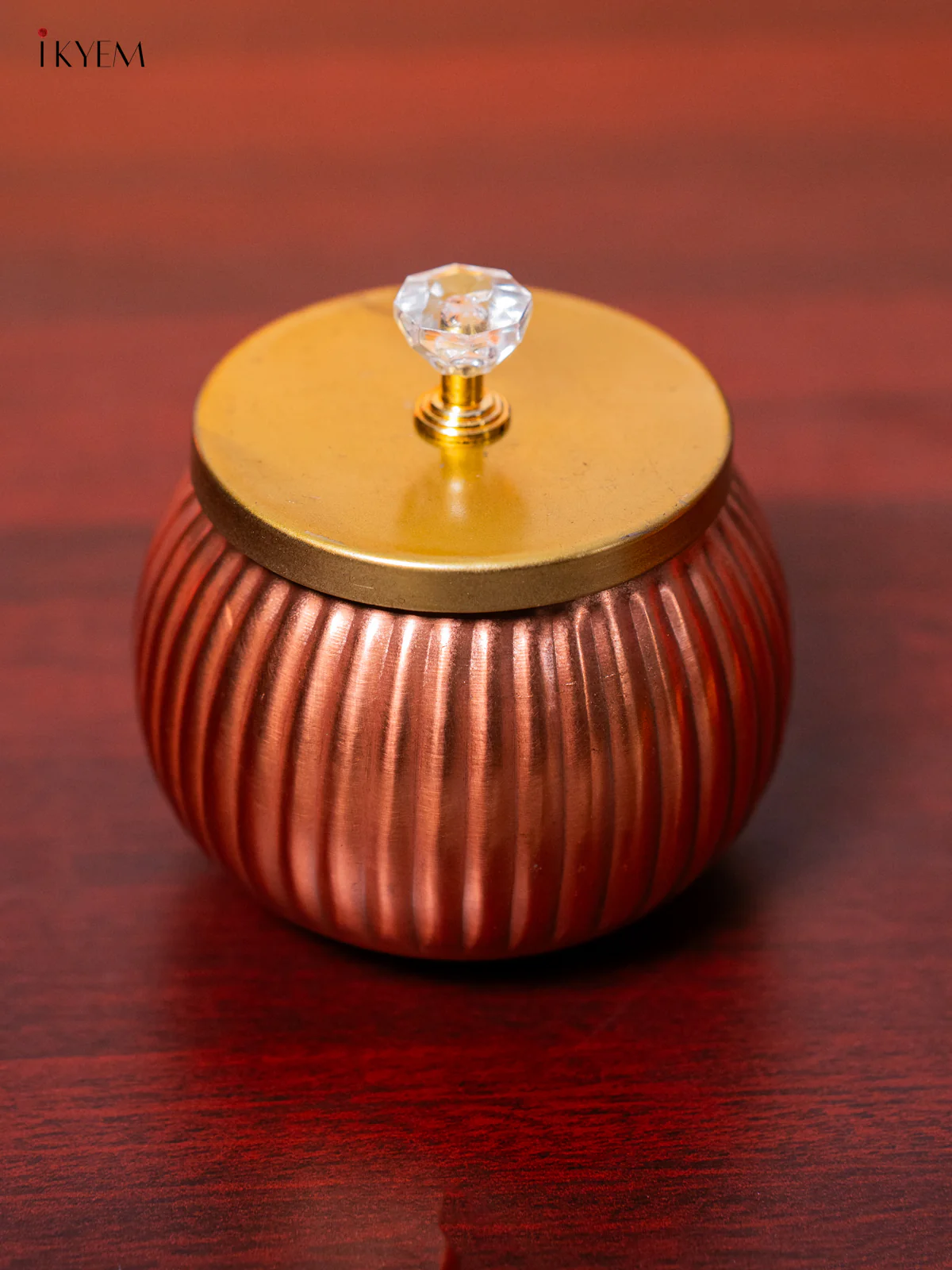 Circle Copper Dry Fruit Jar with Gold Lid - 4 Inch - KH25119 - Image 2