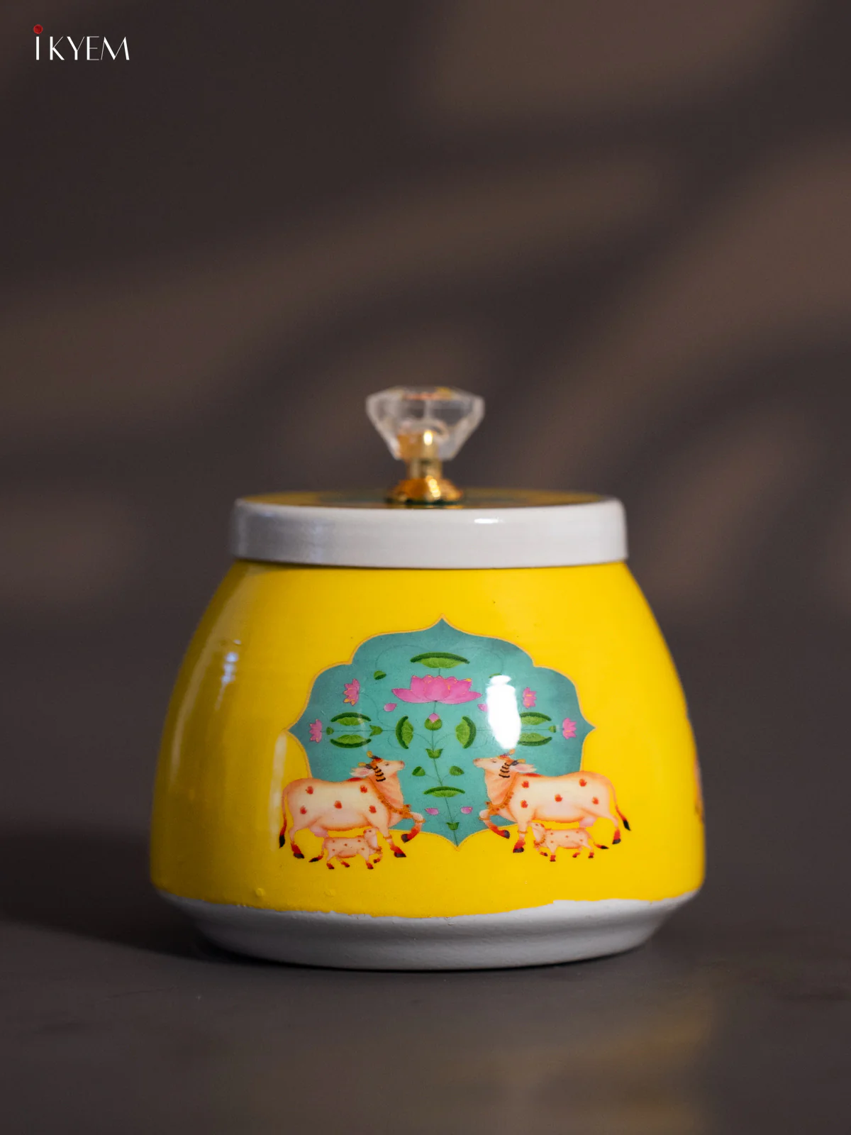 Cow & Calf Digital Printed Dry Fruit Jar - Yellow - 4 Inch - KH25123 - Image 2