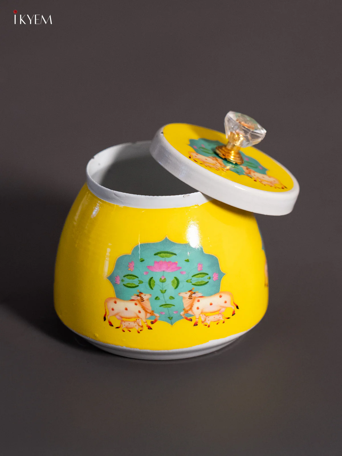 Cow & Calf Digital Printed Dry Fruit Jar - Yellow - 4 Inch - KH25123 - Image 3