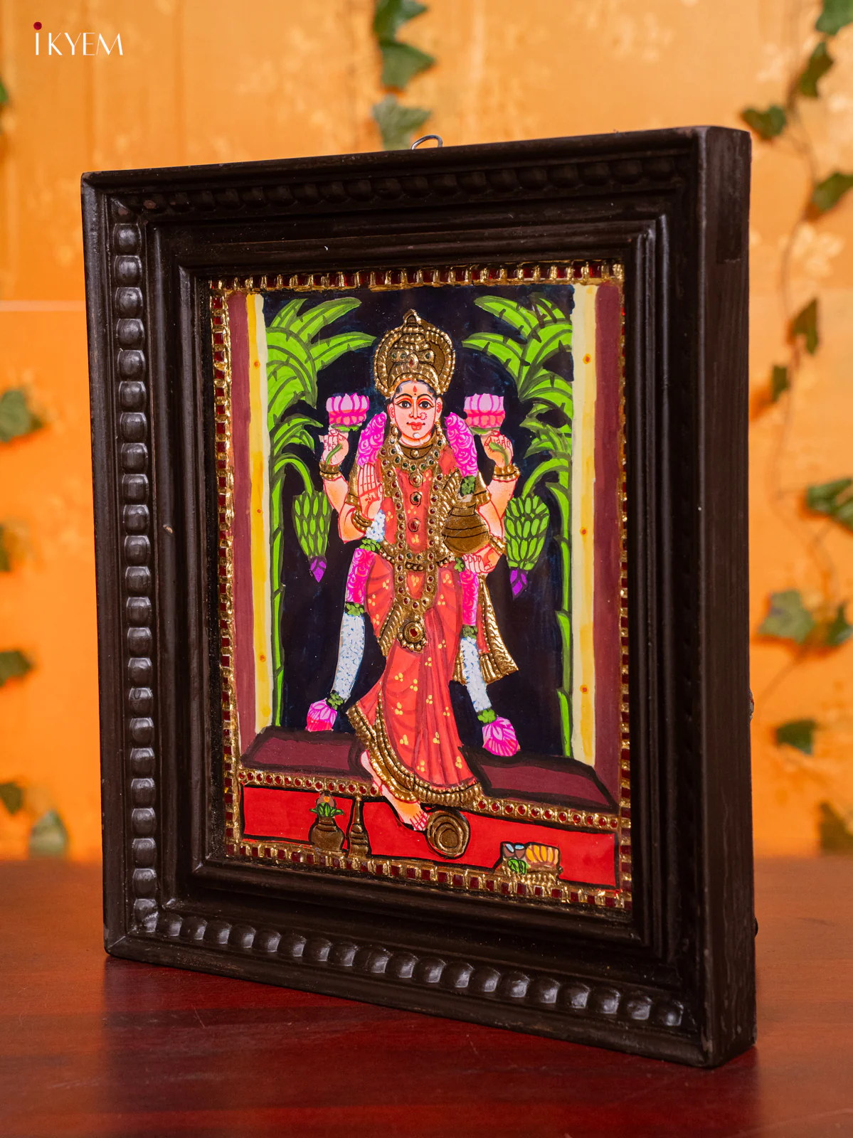 Vara Mahalakshmi Tanjore painting - (13 x 15) - KH26171 - Image 4