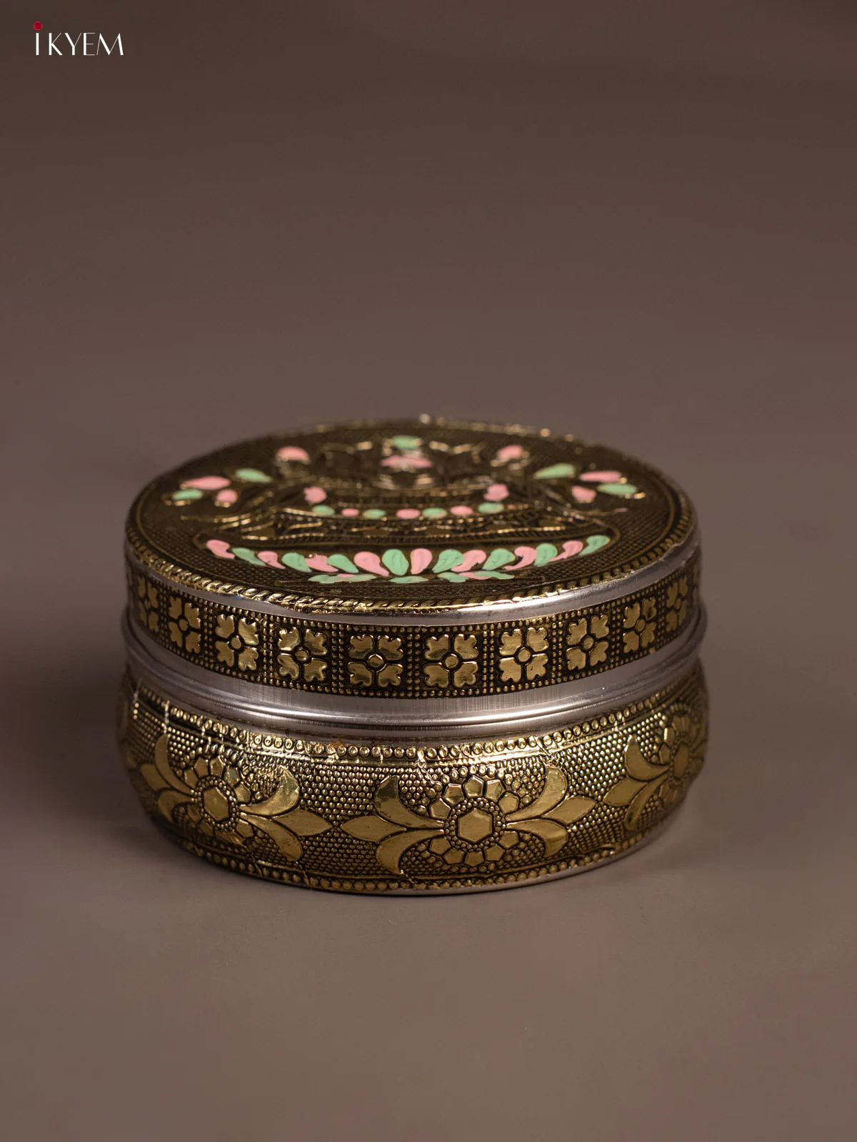 Meenakari kalasam Printed Round Dabba (4x4) Inches - KH28121 - Image 2