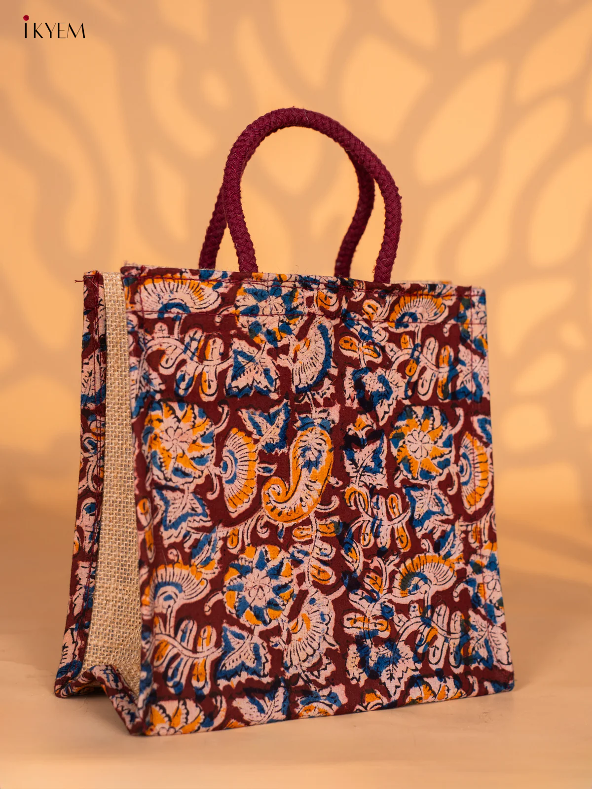 Jute Kalamkari Bag - Maroon - KH28126 - Image 2