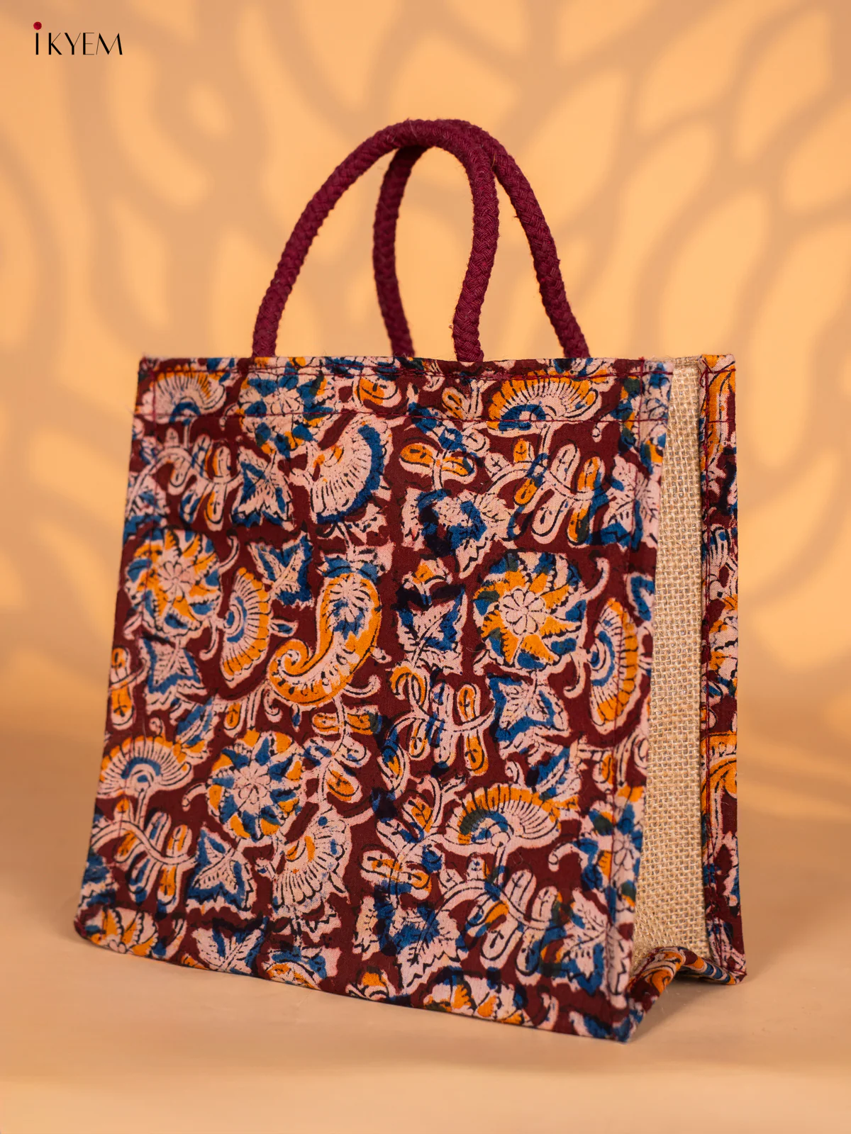 Jute Kalamkari Bag - Maroon - KH28126 - Image 3