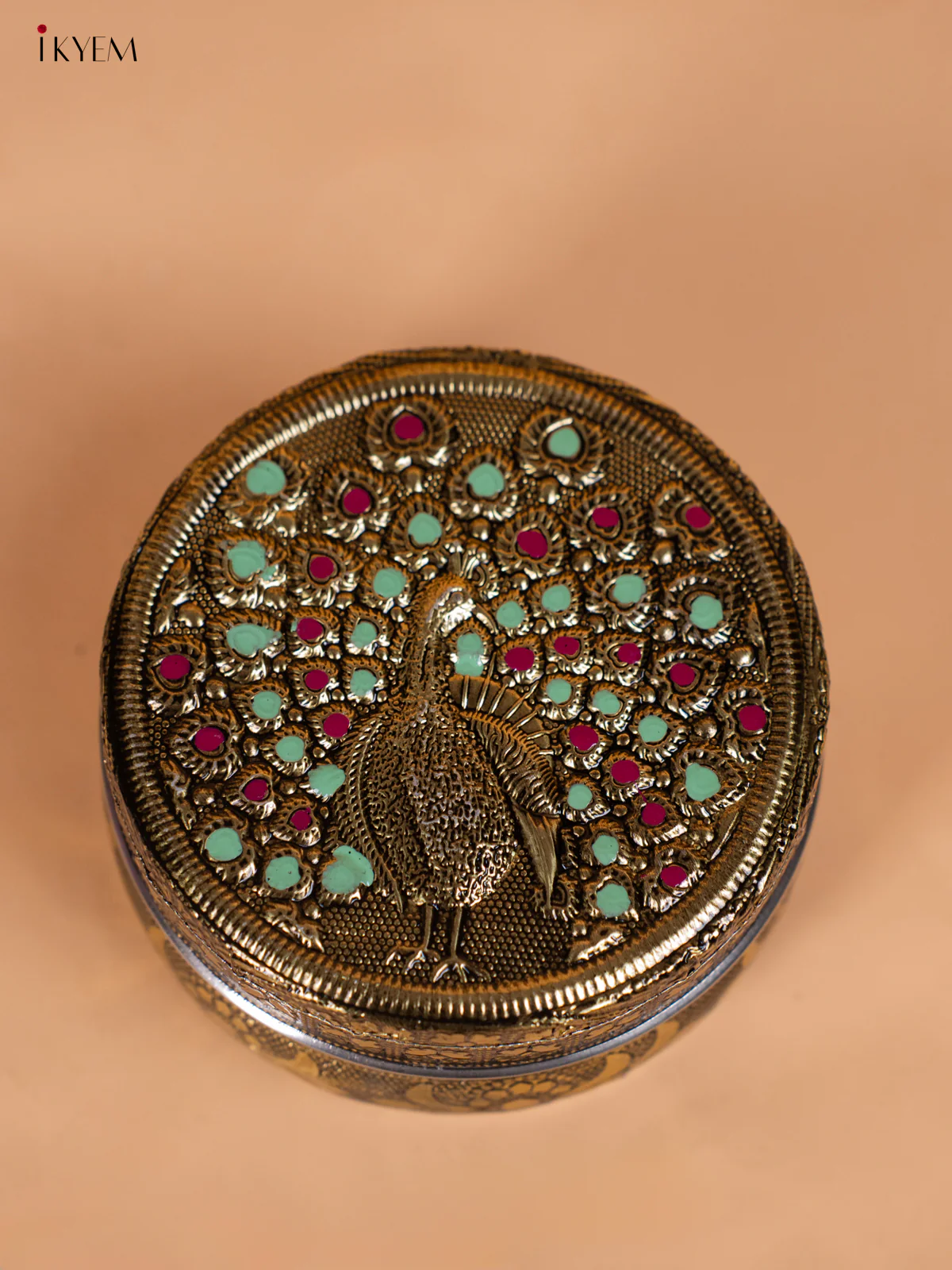 Meenakari Dabba Peacock Design (4x4) - KI03113 - Image 2