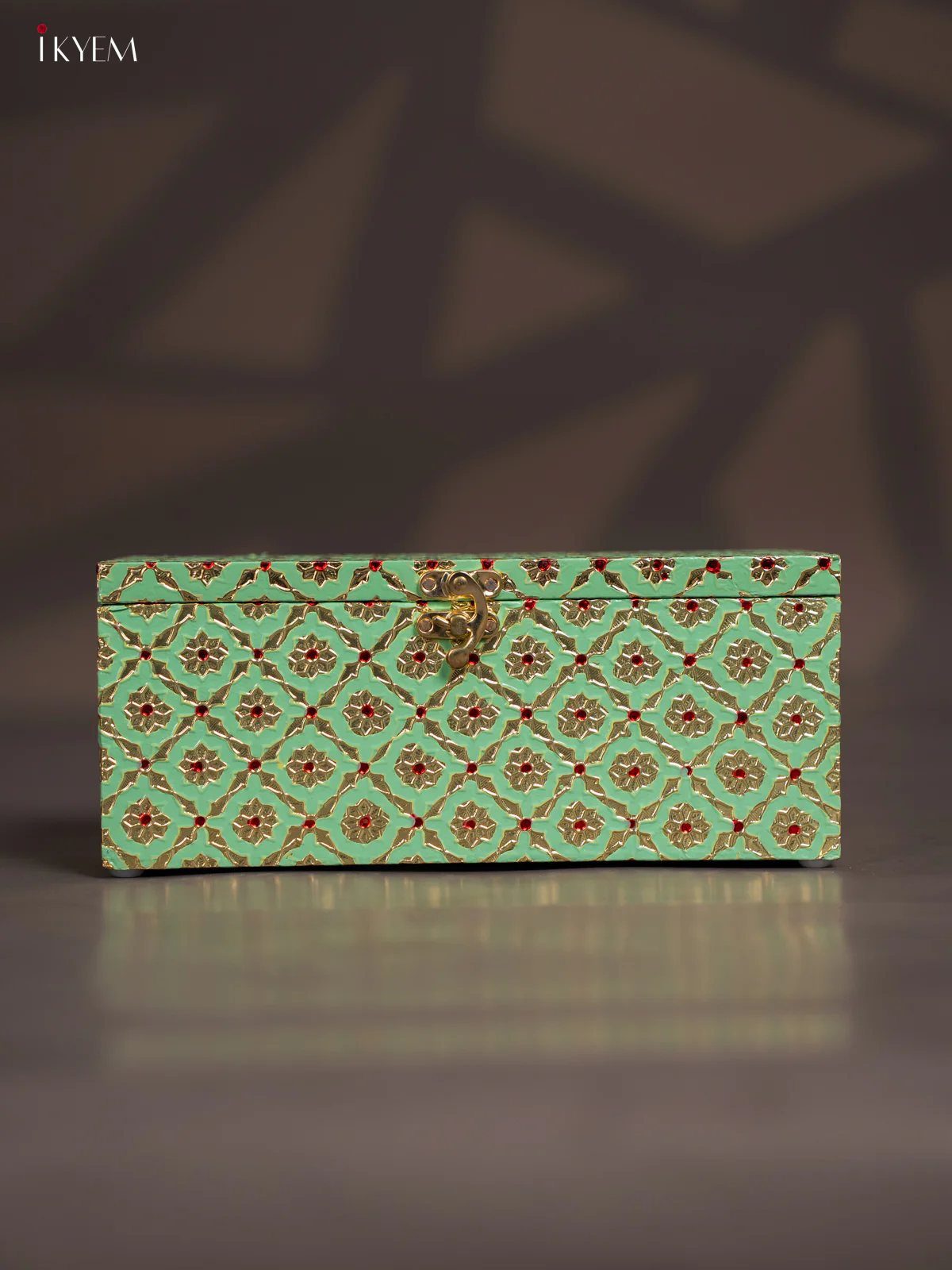Meenakari Wooden Dry Fruit Box 3 Jar with Gless - Pista Green - KI03131 - Image 5