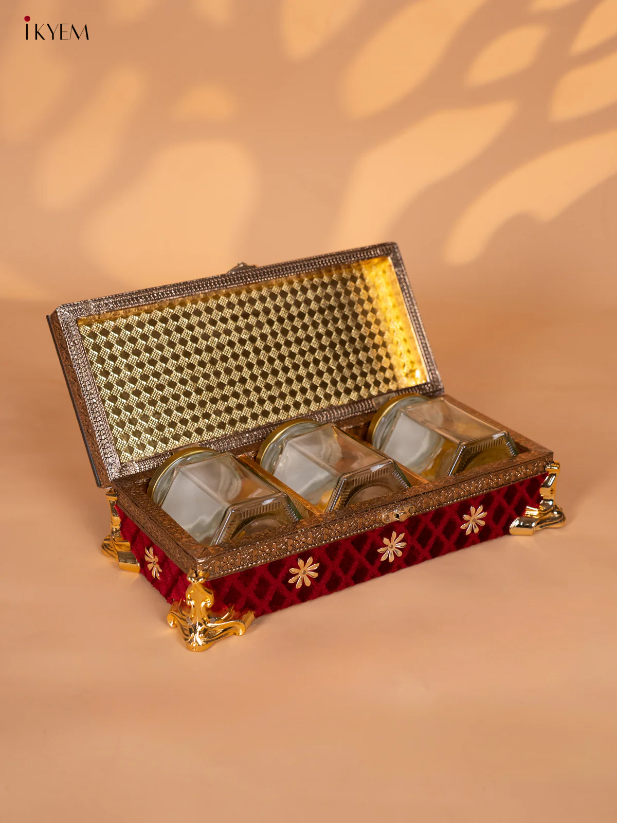 Dry Fruit Gift Box 3 Jar with Glass (11x5) Inches - KI03144 - Image 2