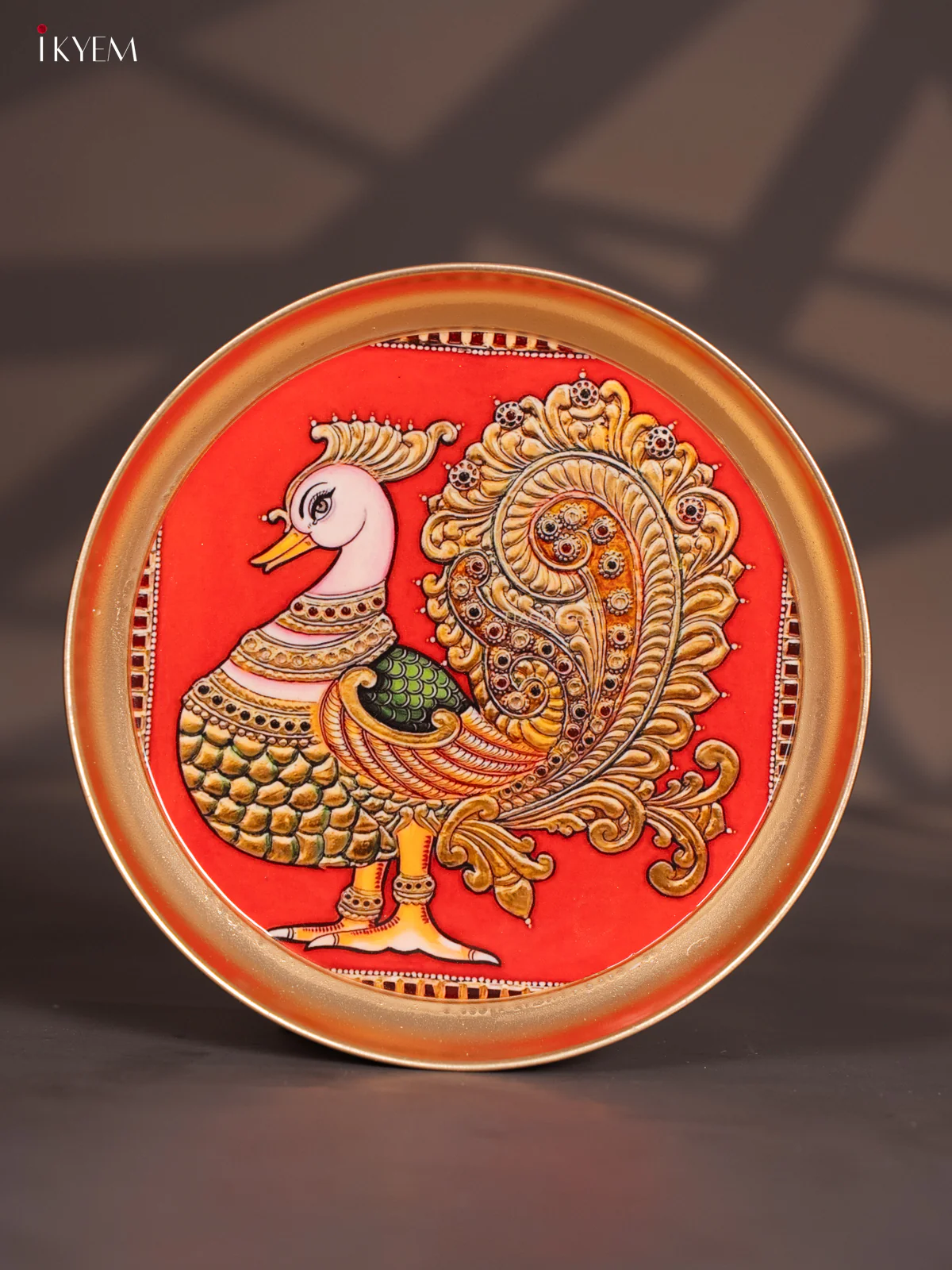 Brass plate Peacock Red - 8 Inches - KI06112