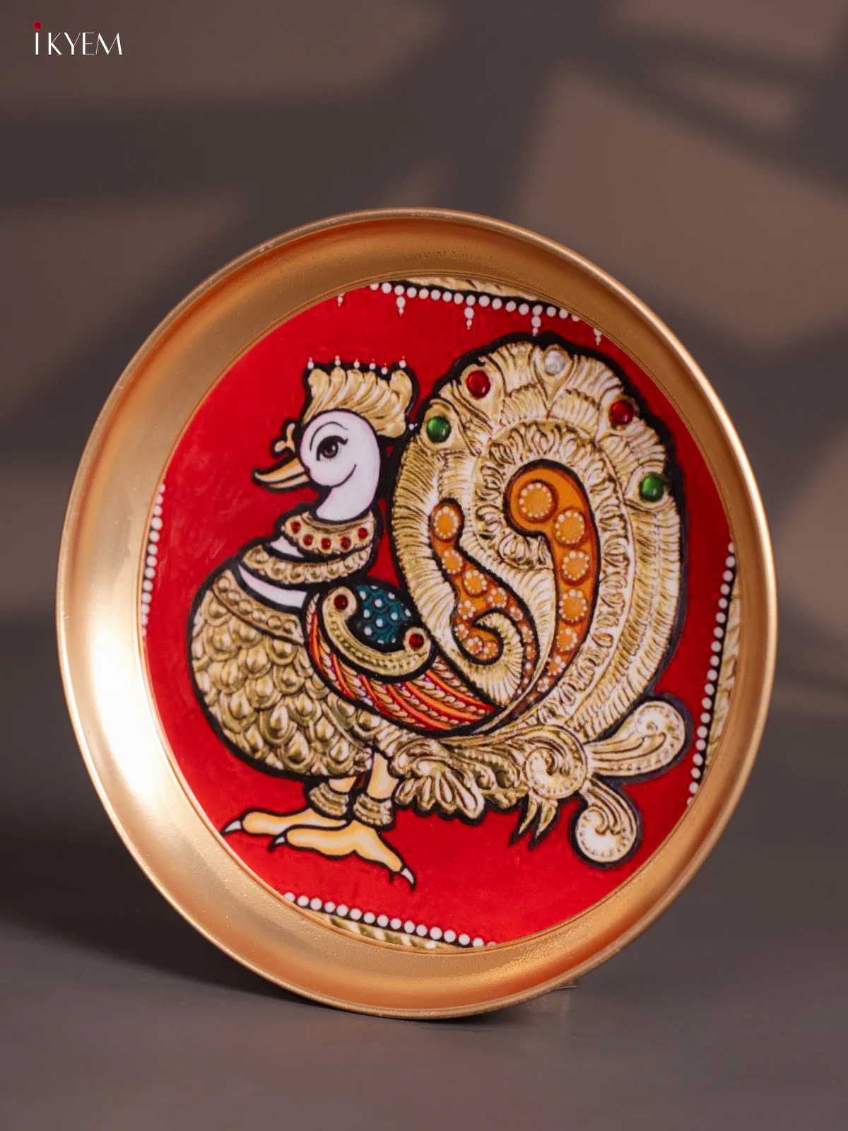 Brass Plate Peacock Maroon - 8 Inches - KI06113 - Image 4