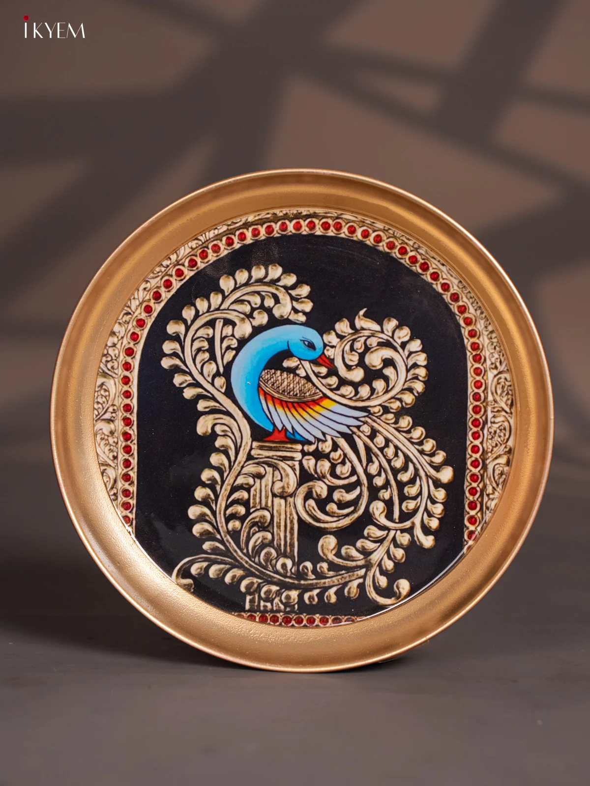 Brass Plate Peacock Navy Blue - 8 Inches- KI06114