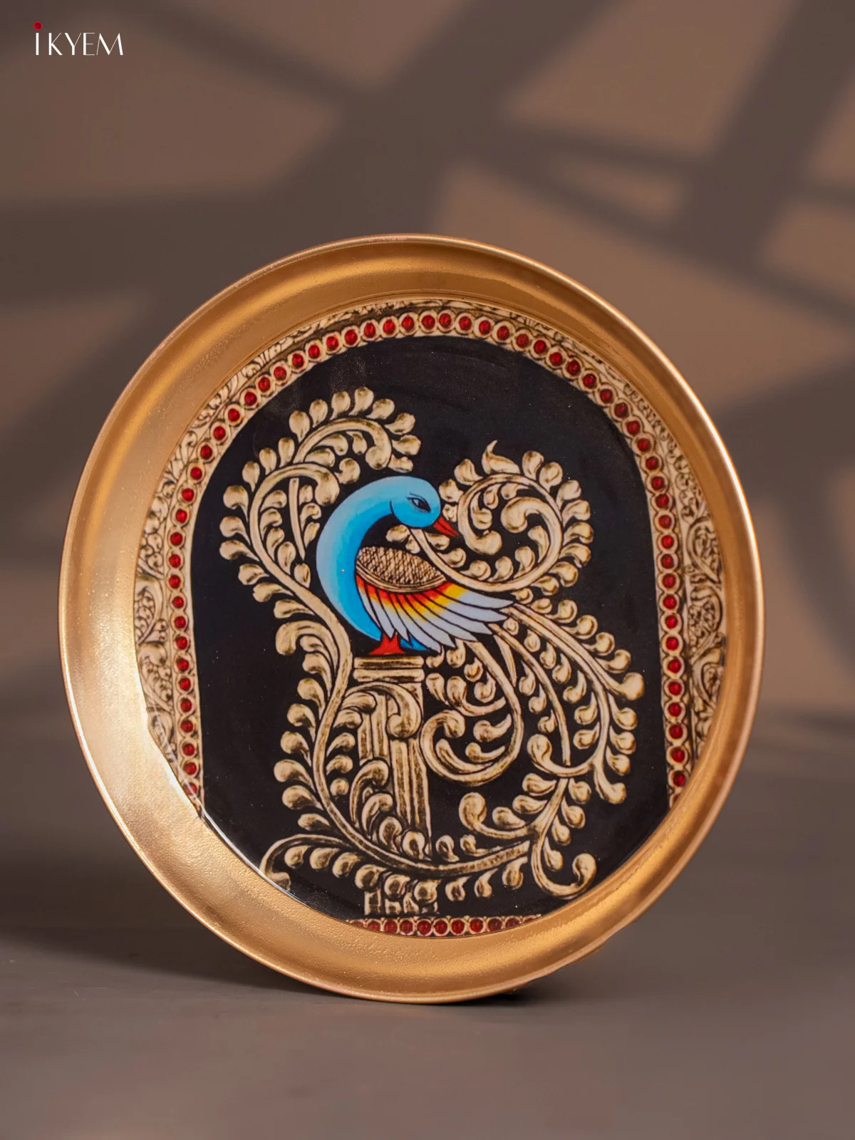 Brass Plate Peacock Navy Blue - 8 Inches- KI06114 - Image 4
