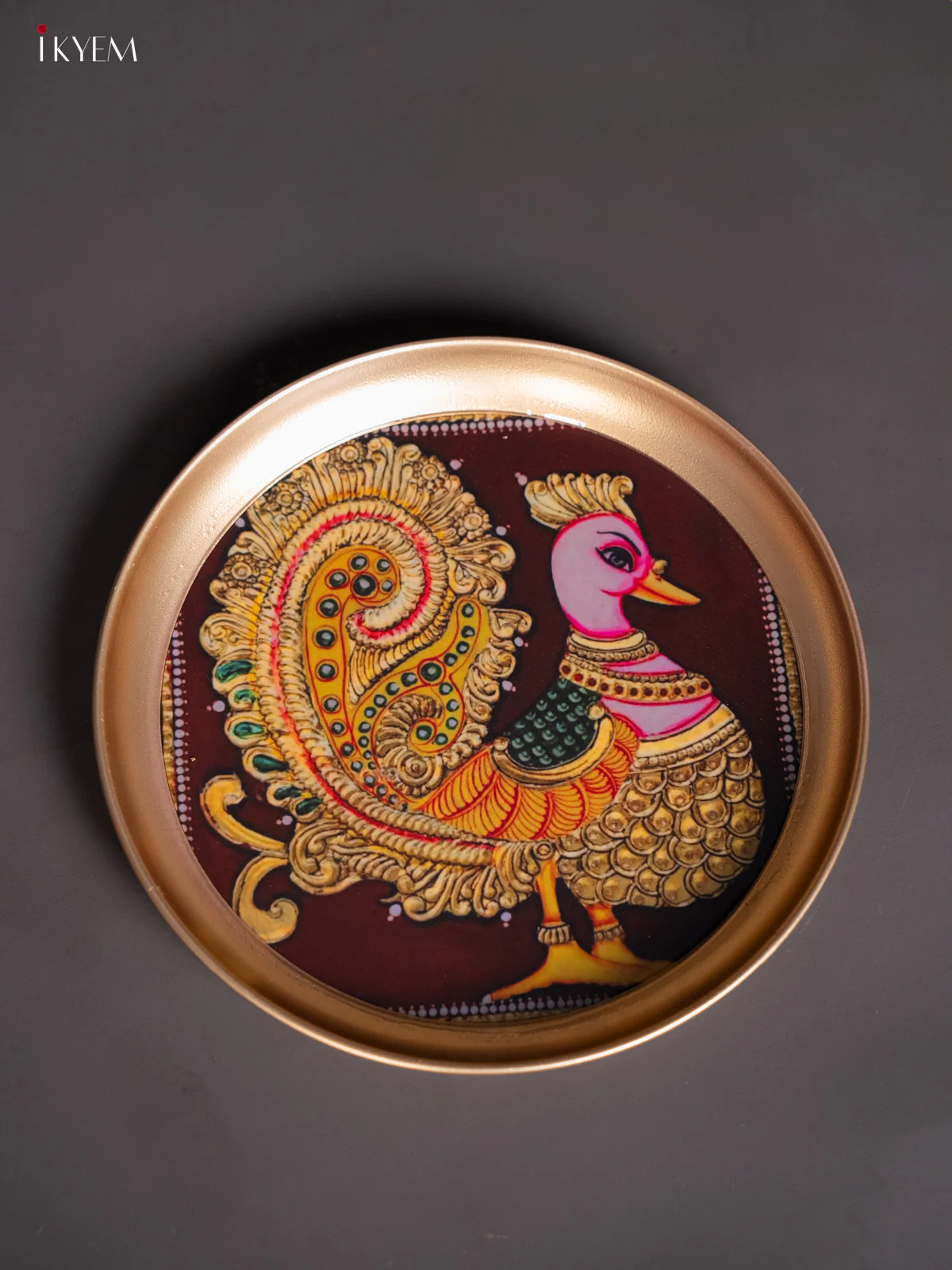 Brass Coated Plate Peacock - Brown - 8 Inches - KI06116 - Image 3