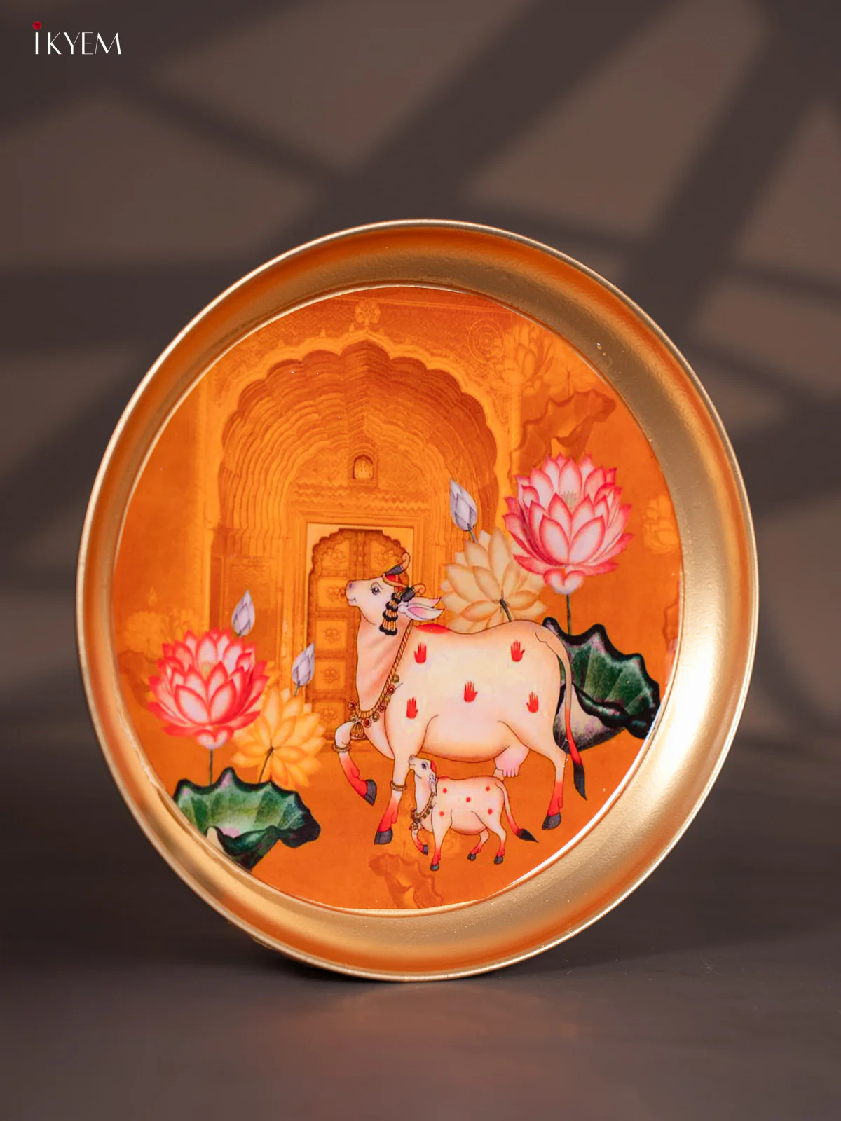 Brass Coated Plate Cow & Calf - Dark Orange - 8 Inches - KI06120 - Image 2