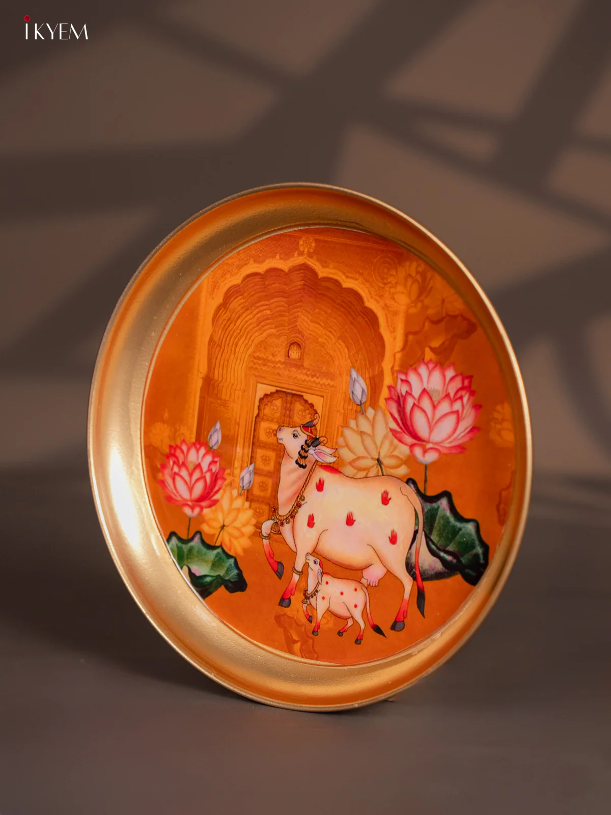 Brass Coated Plate Cow & Calf - Dark Orange - 8 Inches - KI06120 - Image 4