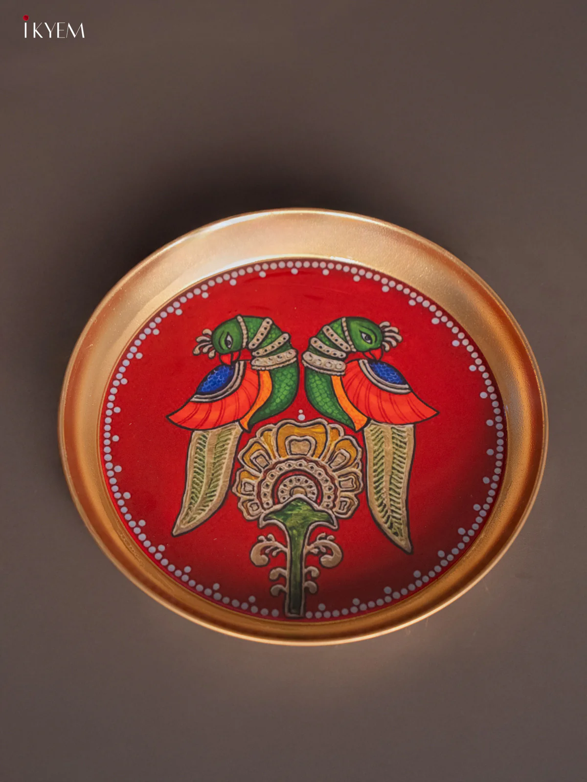 Brass Coated Plate Twin Parrot - Red - 8 Inches - KI06134 - Image 3
