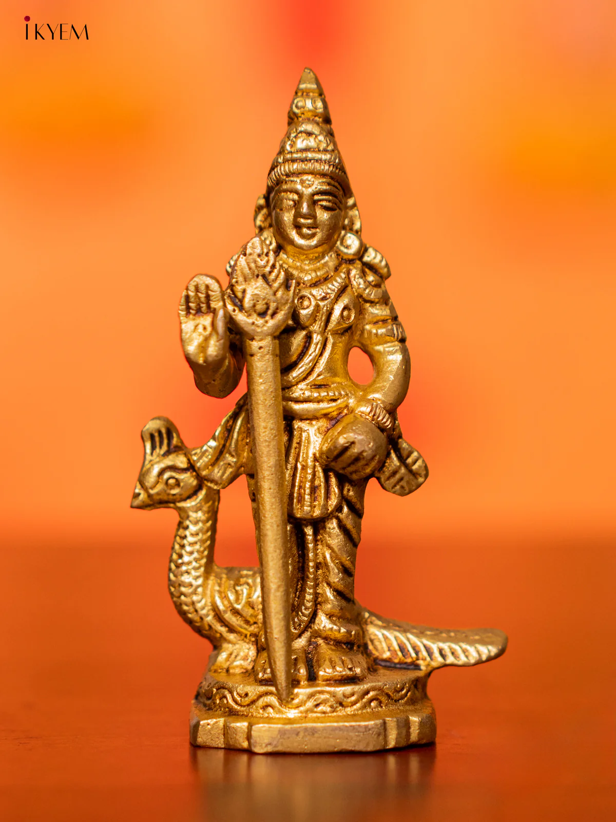 Brass Murugar with Peacock Idol - 3.5 Inch - KI07132