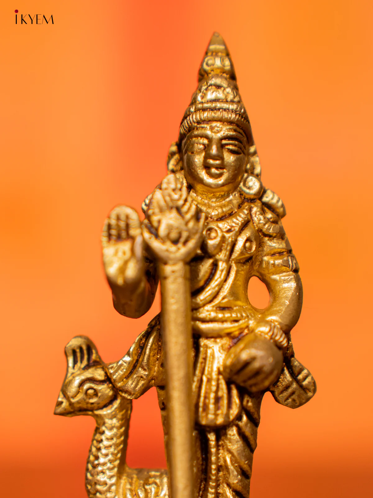 Brass Murugar with Peacock Idol - 3.5 Inch - KI07132 - Image 3